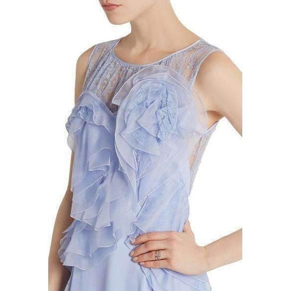 NINA RICCI Ruffle Lavender Silk Sleeveless Maxi Gown FR38 US 4-6 For Sale 2