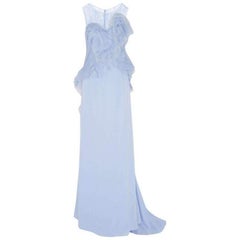 NINA RICCI Ruffle Lavender Silk Sleeveless Maxi Gown FR38 US 4-6