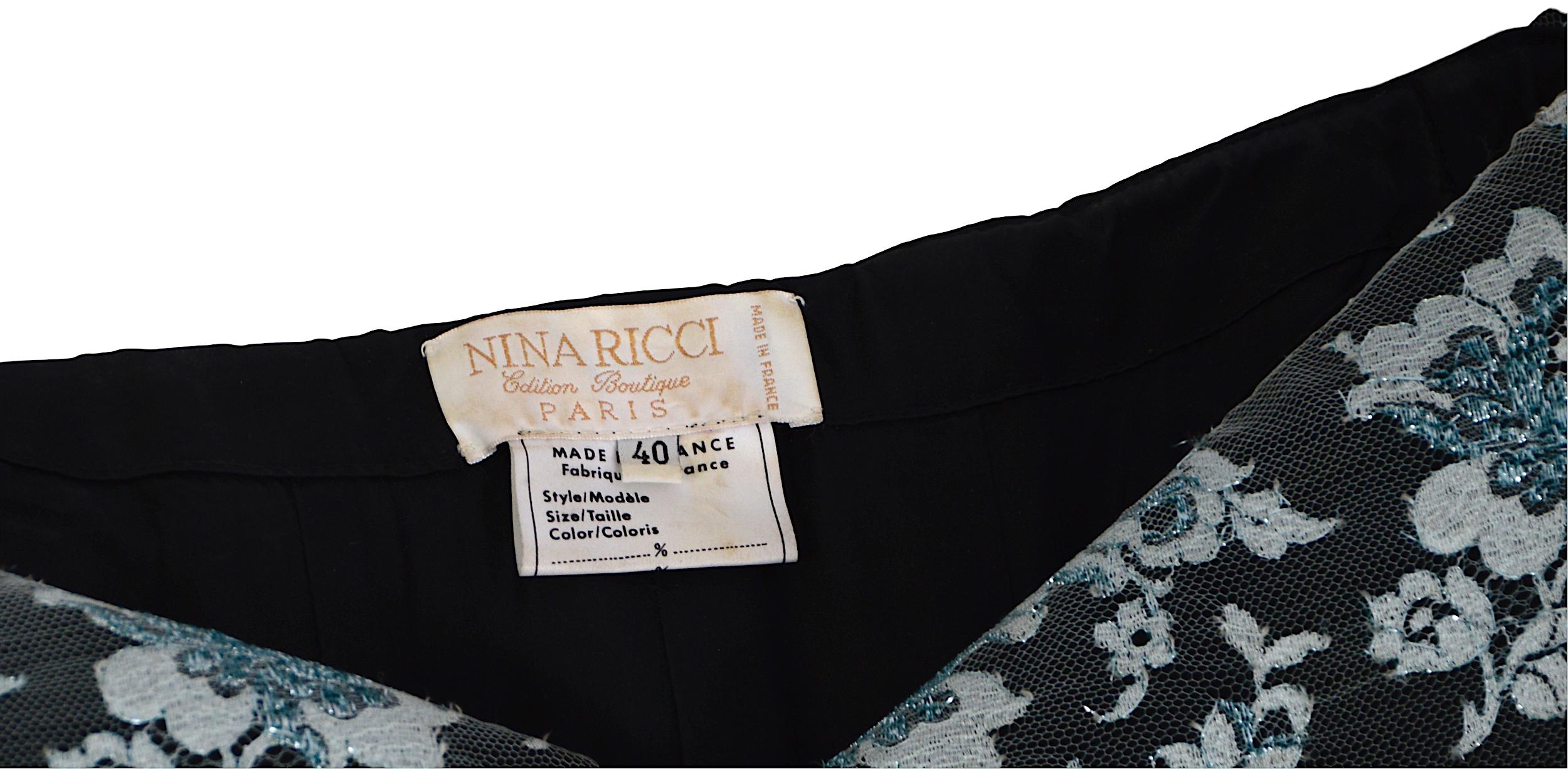 Nina Ricci Semi Couture Edition Boutique Paris Vintage 1990er Jahre Spitze & Seide Jacke im Angebot 7