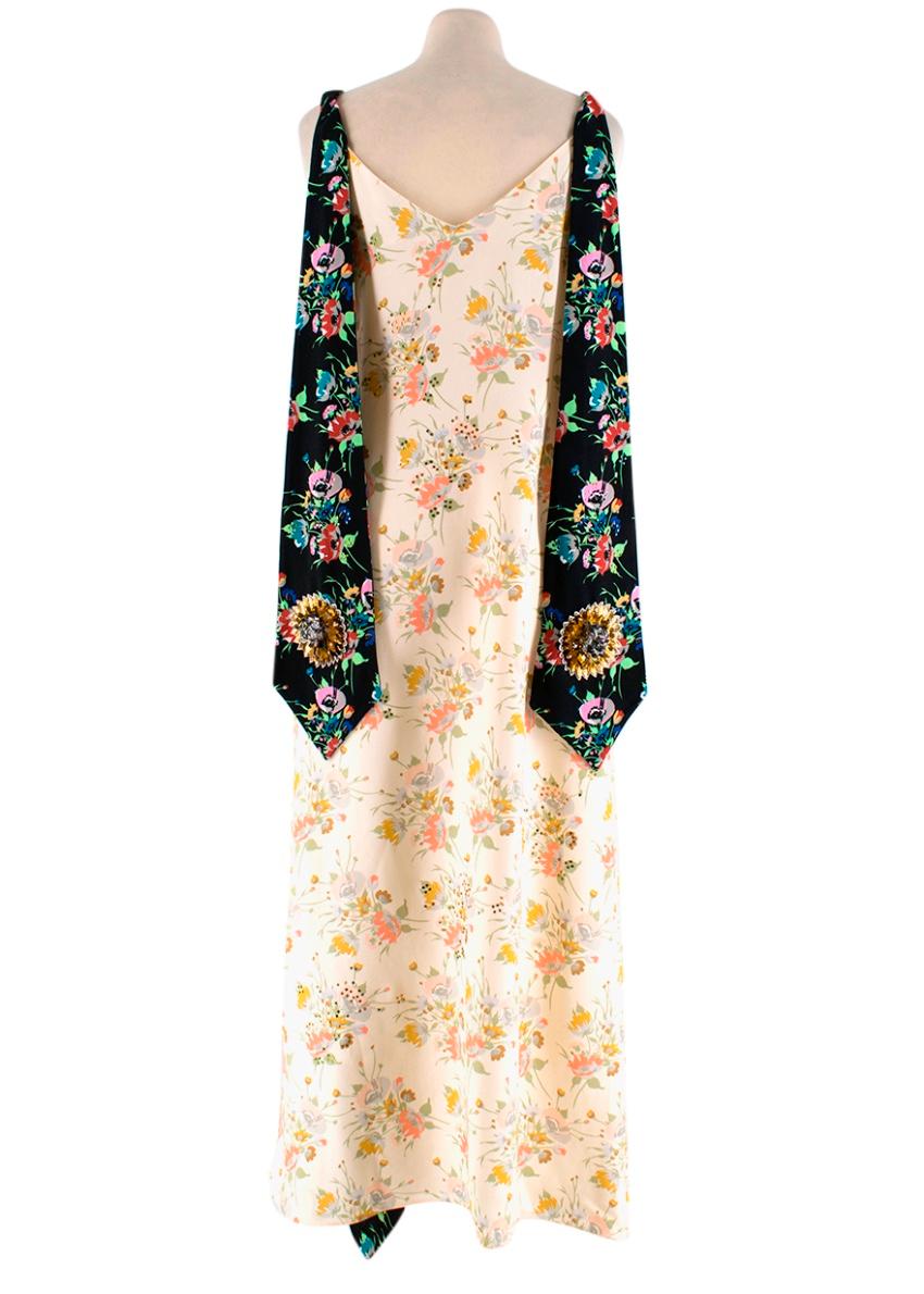 Beige Christopher Kane Floral Print Archive Tie Dress - Size US8 For Sale