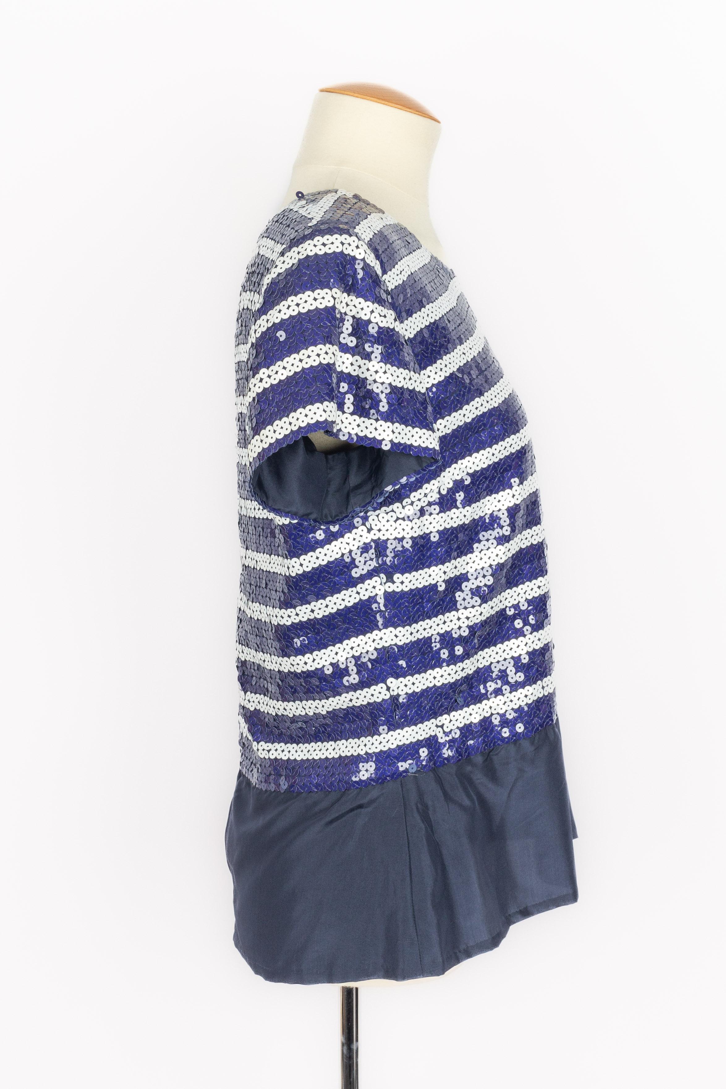 Nina Ricci sequined top Haute Couture In Excellent Condition For Sale In SAINT-OUEN-SUR-SEINE, FR