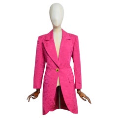 Veste blazer de smoking NINA RICCI shocking rose magenta Jacquard spot