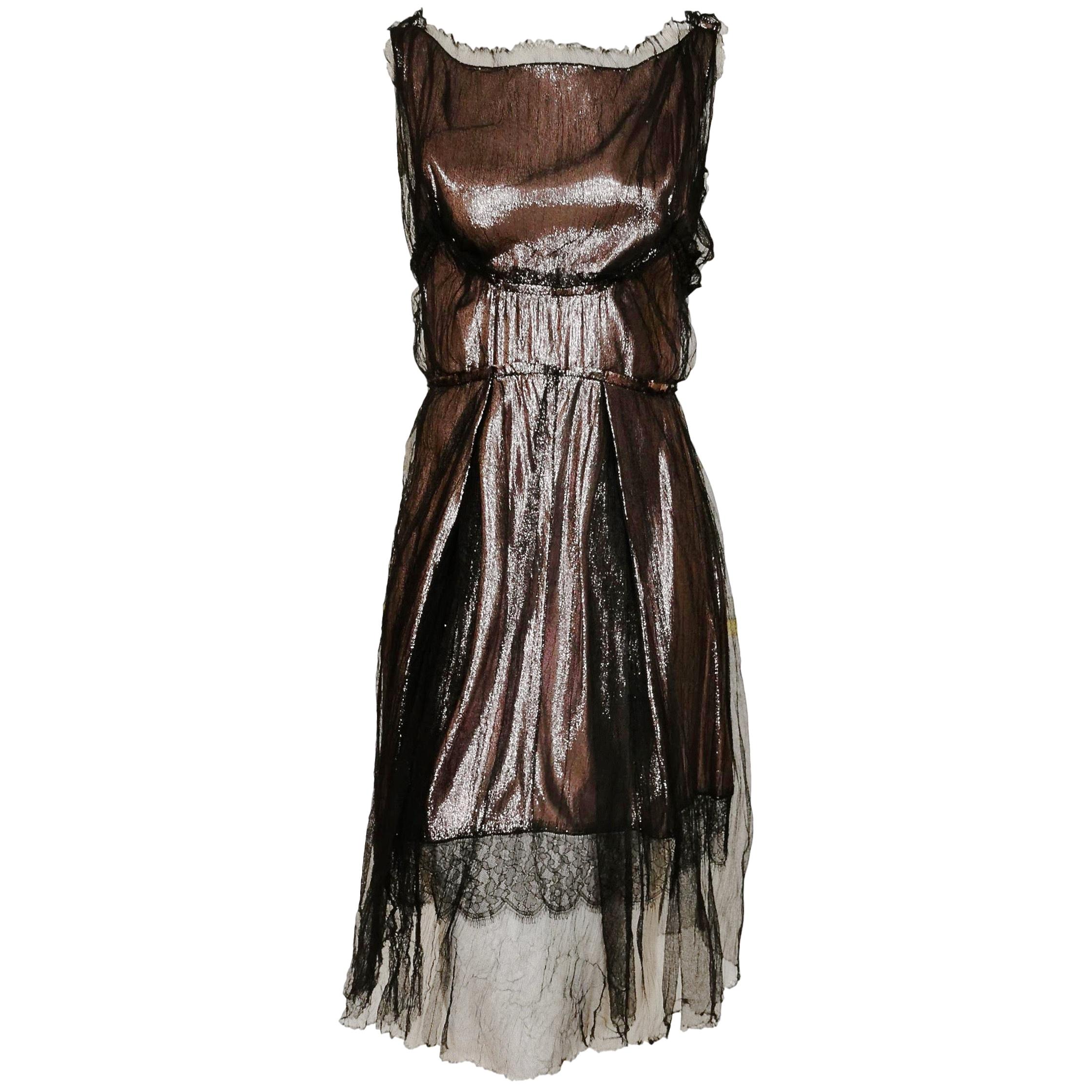c.1976 Nina Ricci Silk Voile Pink Paisley Print Ruffle Trim Dress