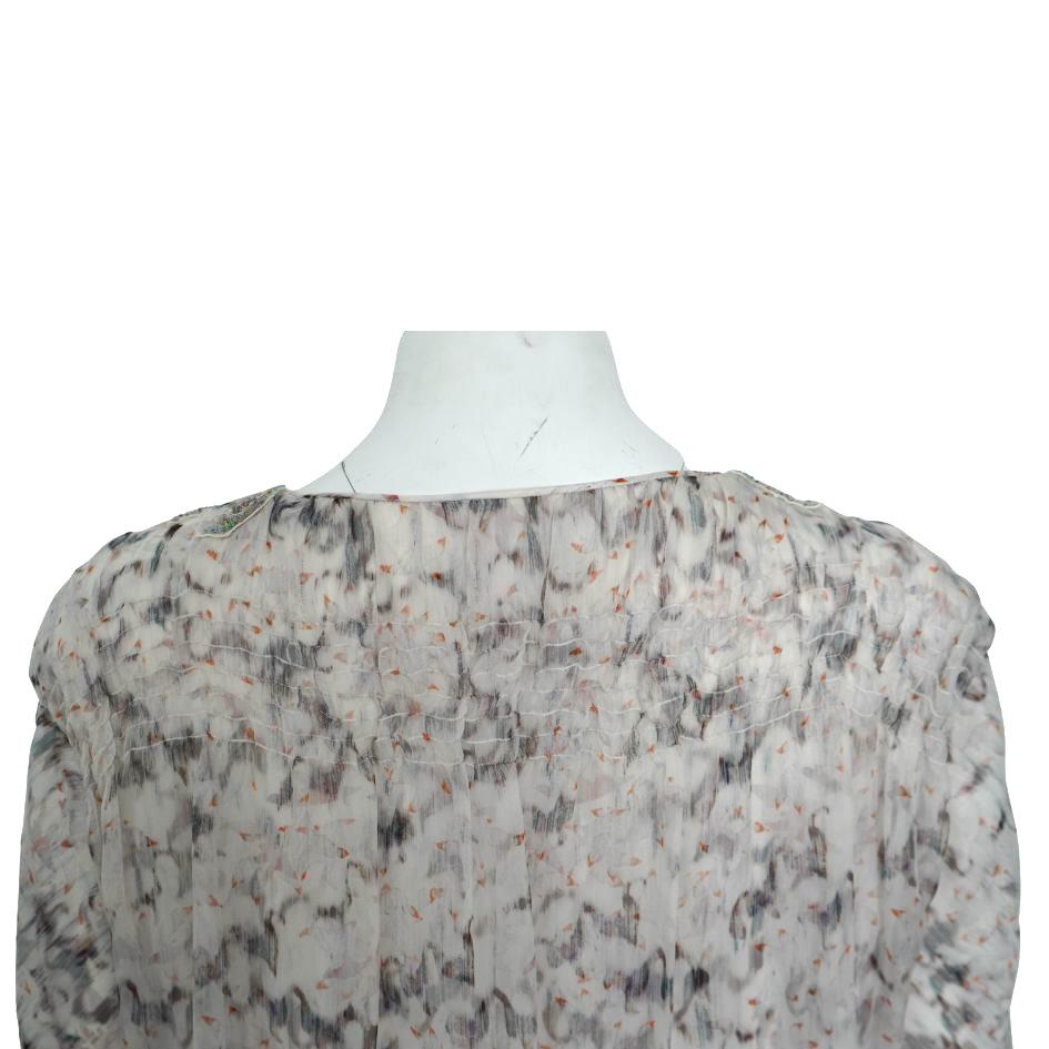 Donna Nina Ricci - Tunica astratta con perline in seta in vendita