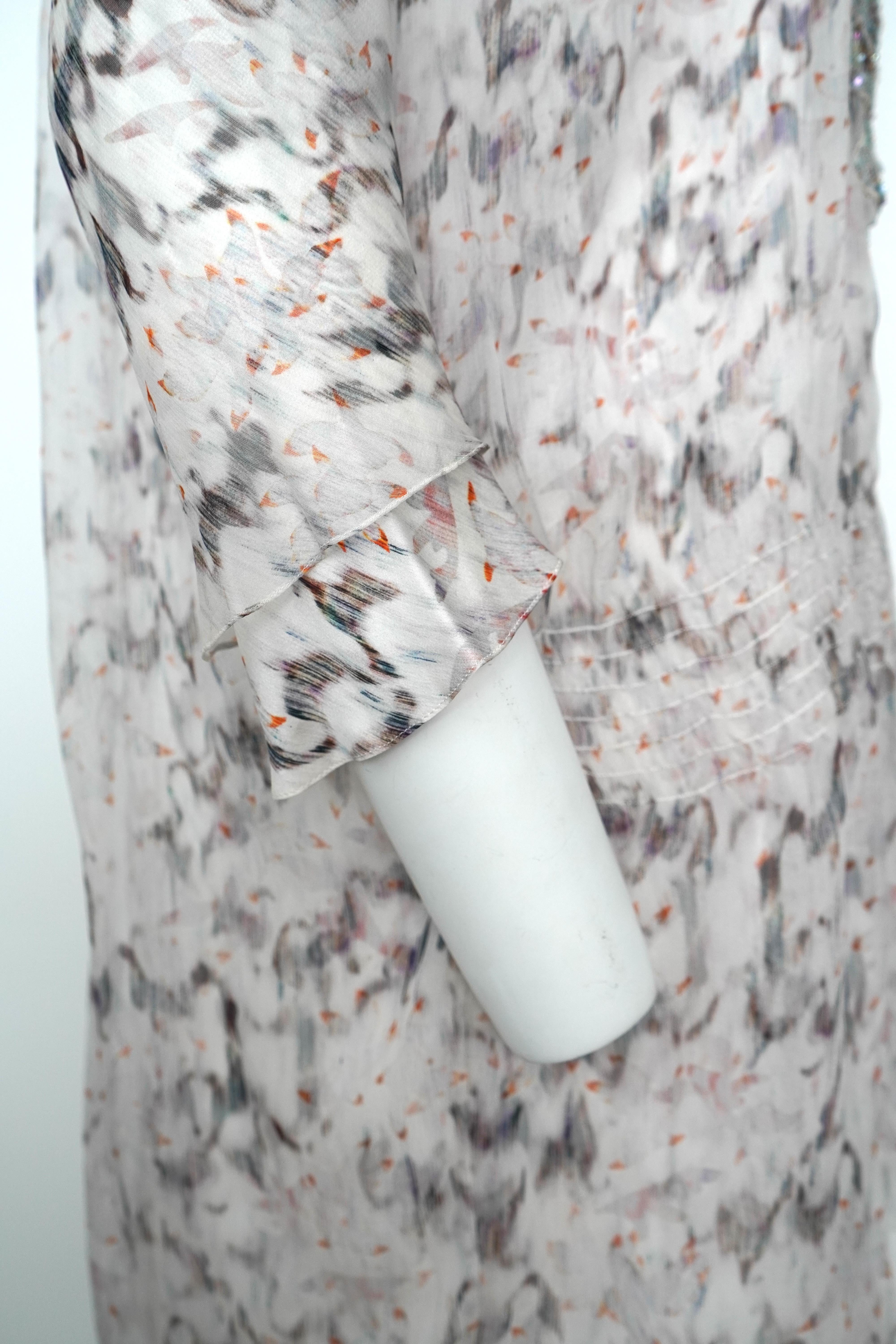 Nina Ricci - Tunica astratta con perline in seta in vendita 2