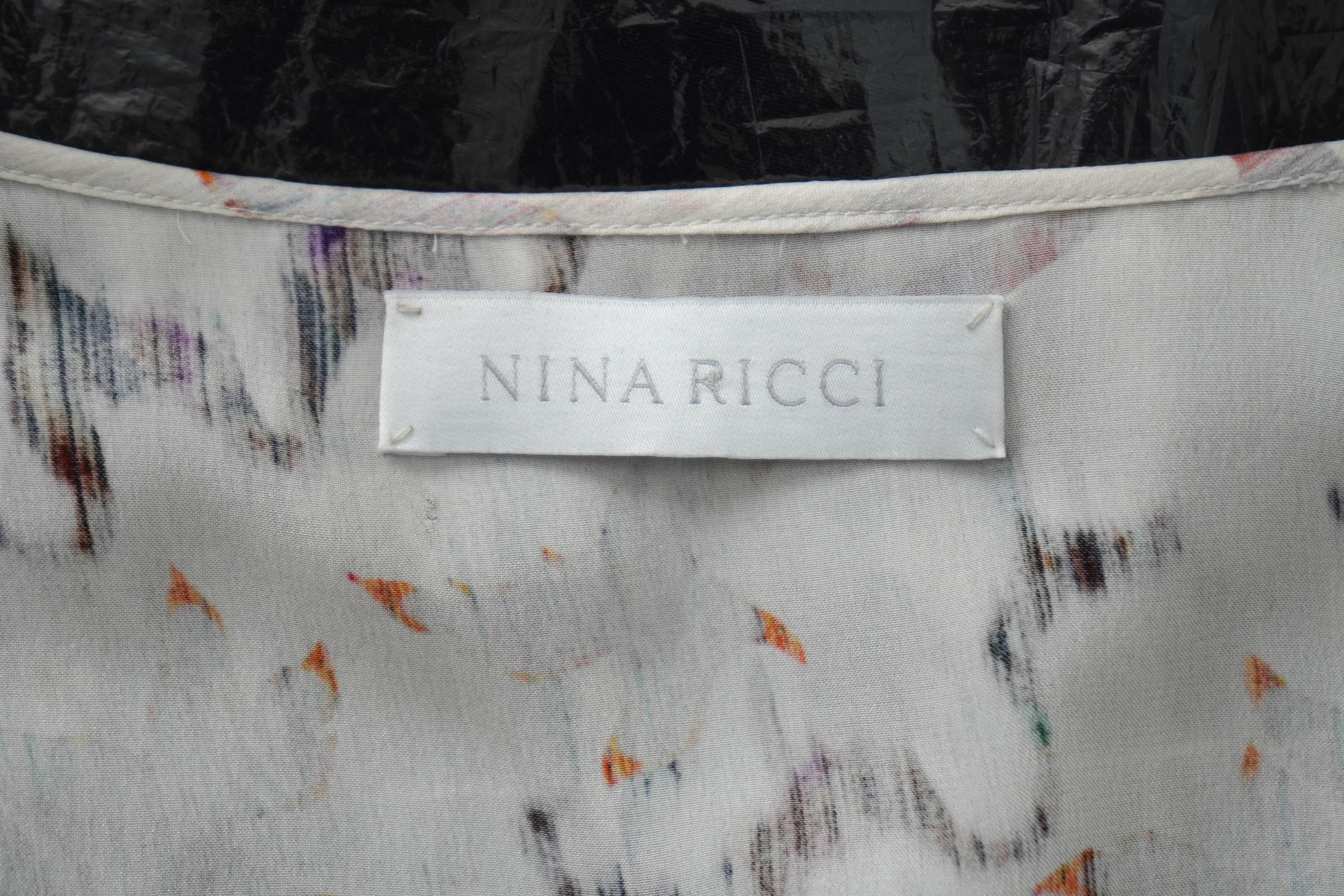 Nina Ricci - Tunica astratta con perline in seta in vendita 3