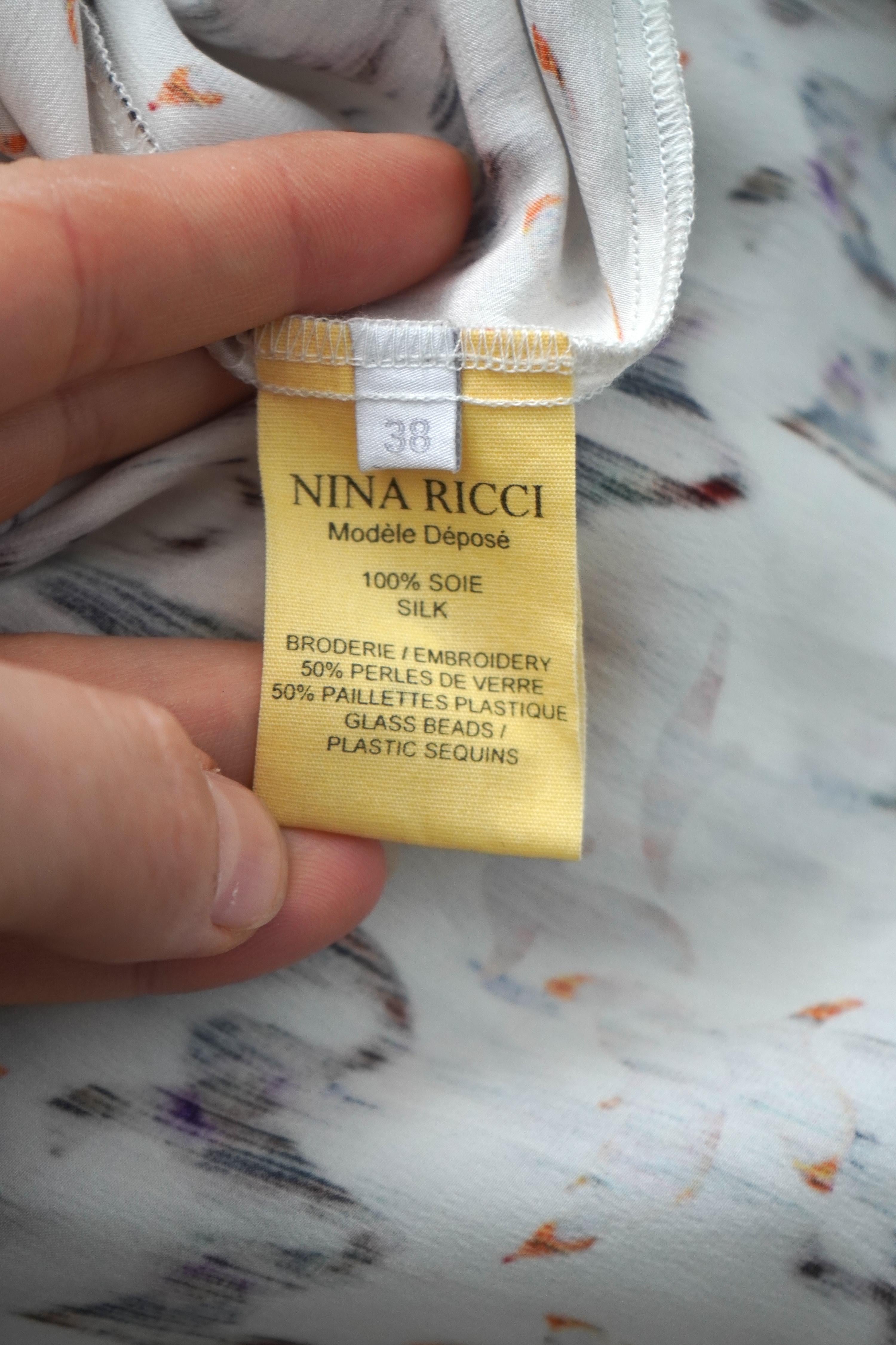 Nina Ricci - Tunica astratta con perline in seta in vendita 4
