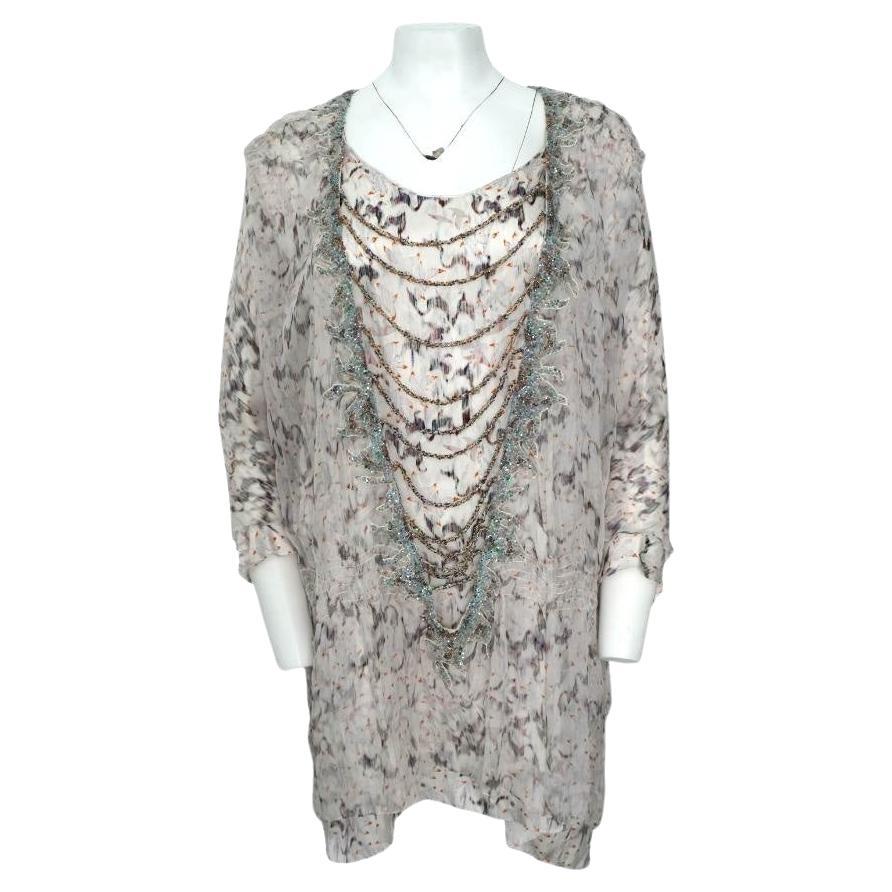 Nina Ricci - Tunica astratta con perline in seta in vendita