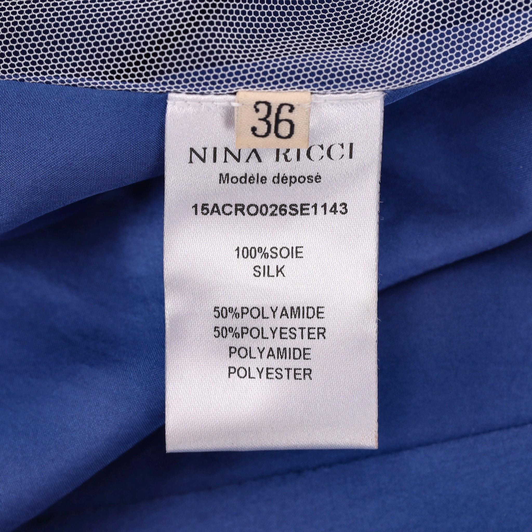 Nina Ricci Silk Dress With Sheer Floral Embroidery Detail For Sale 2