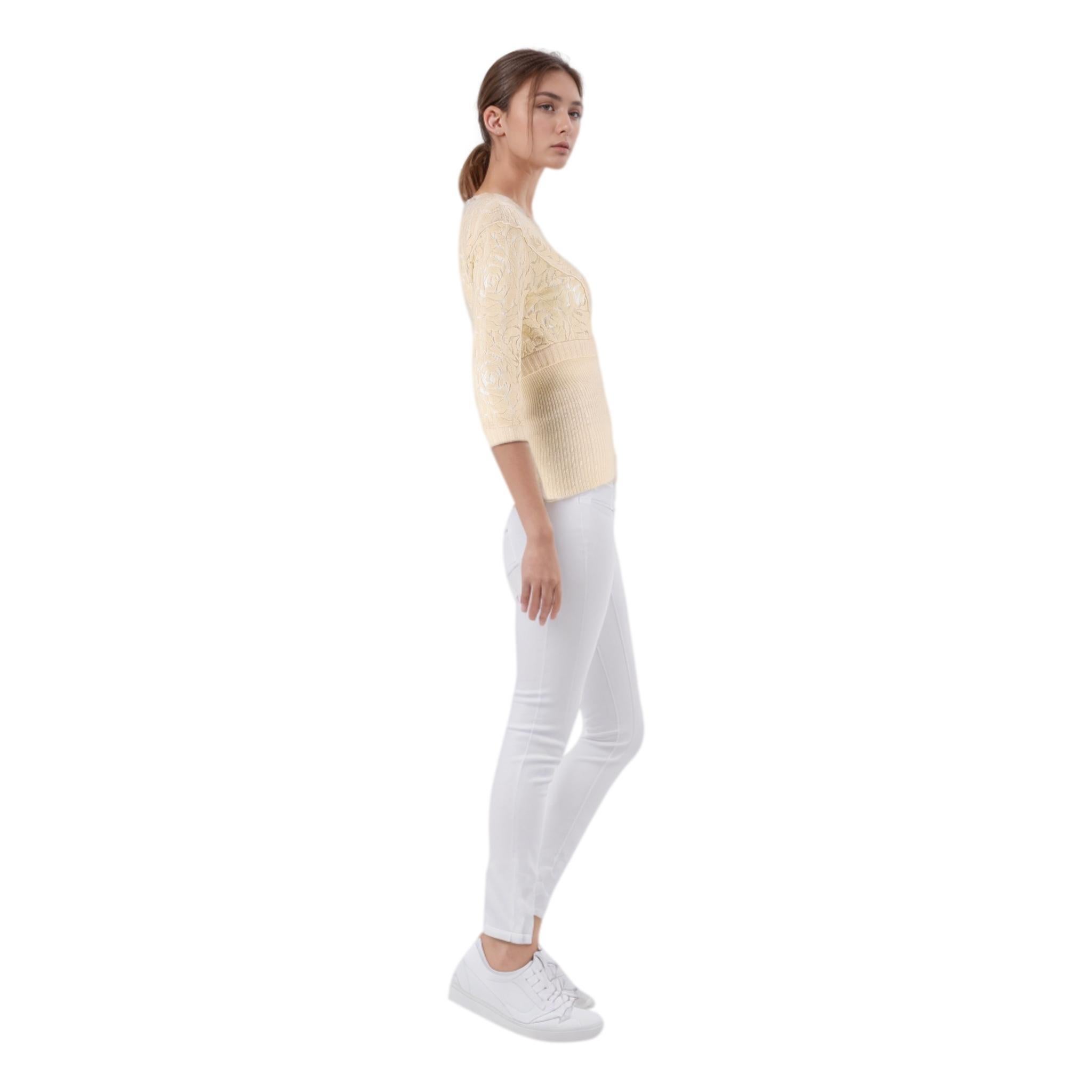 White Nina Ricci Silk Lace Top For Sale