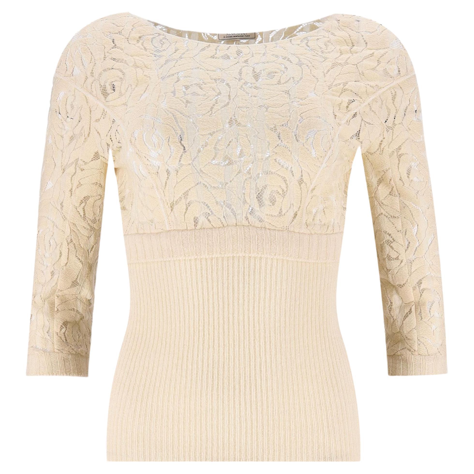 Nina Ricci Silk Lace Top For Sale