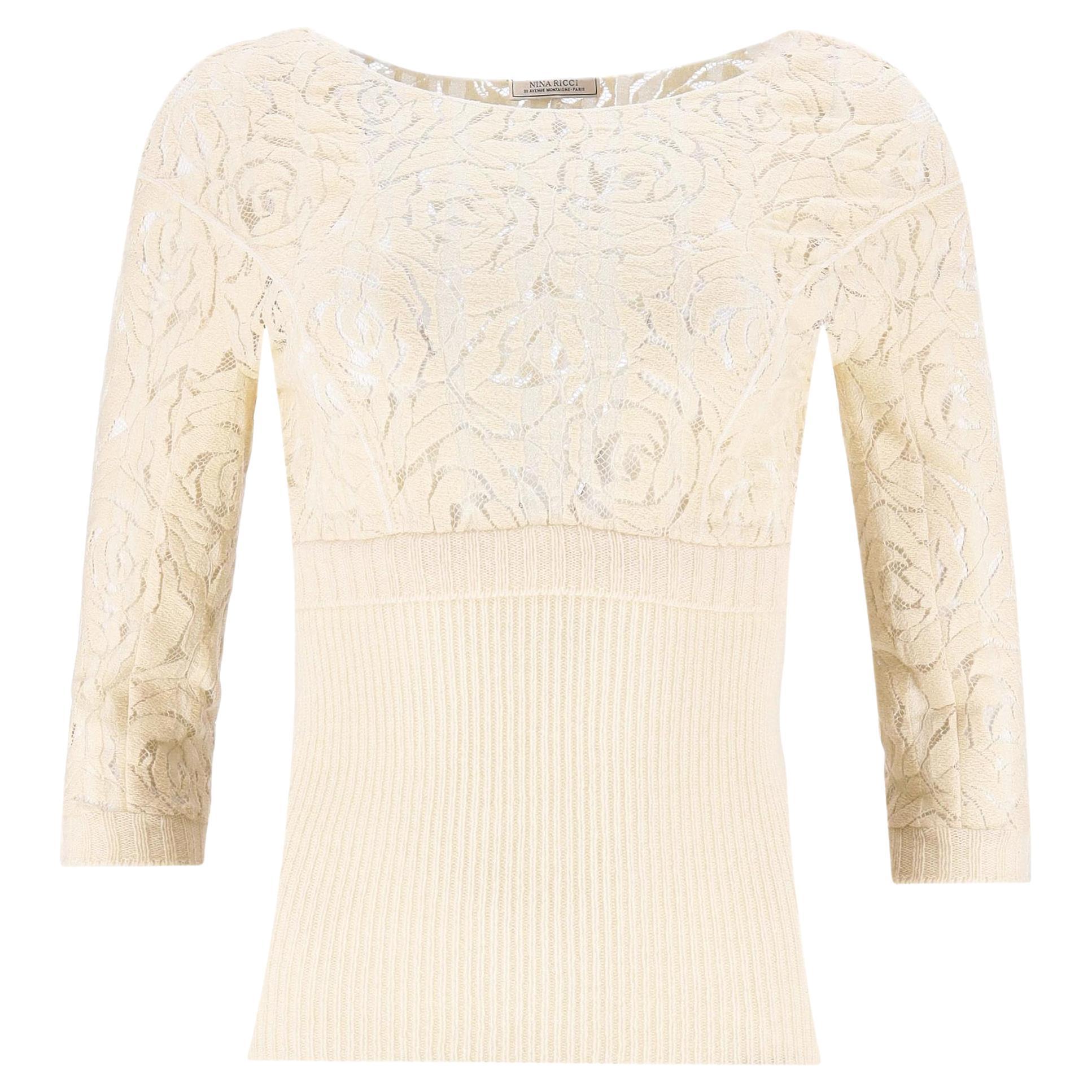 Nina Ricci Silk Lace Top For Sale