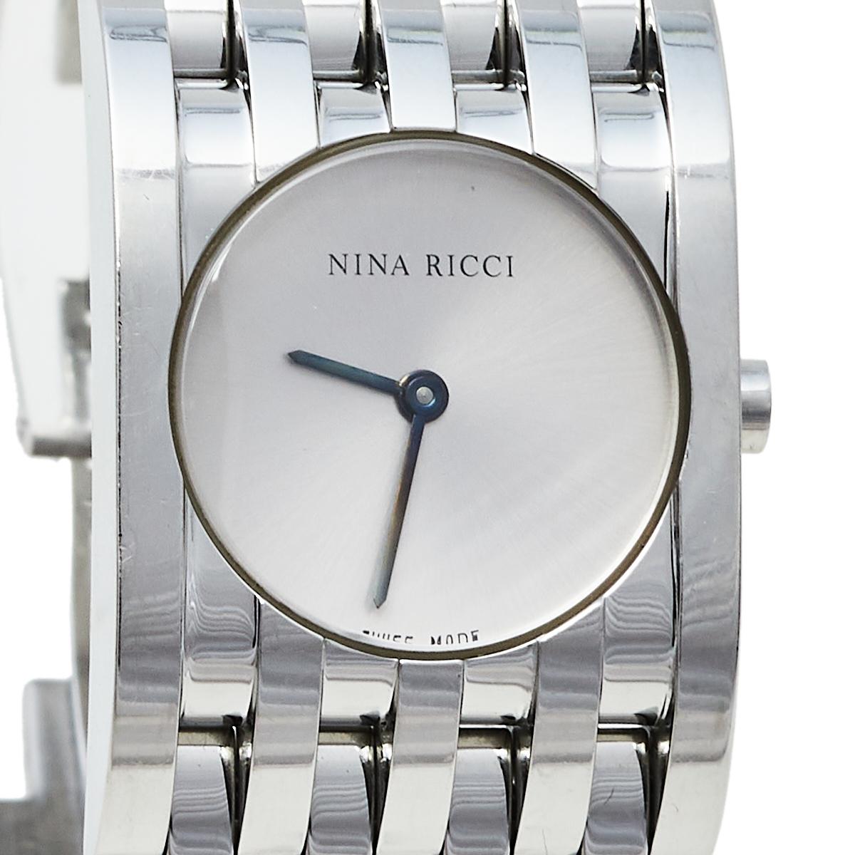Contemporary Nina Ricci Silver Stainless Steel N00113 Women's Wristwatch 25 mm