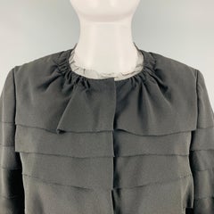 NINA RICCI Size 6 Black Silk Layered  Blazer