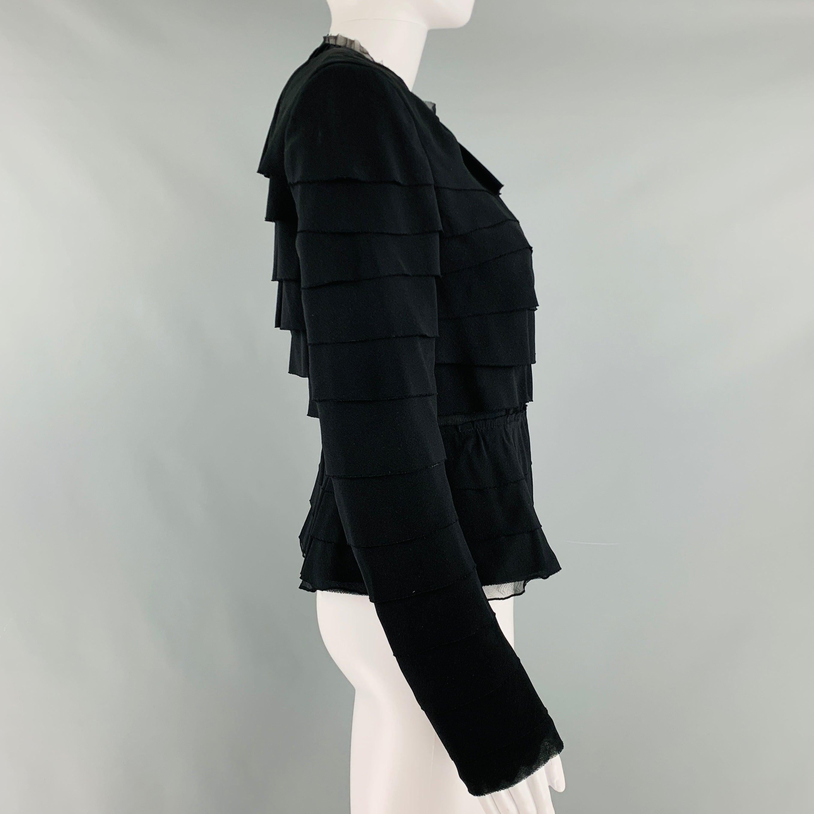 NINA RICCI Talla 6 Capa de seda negra  Blazer Negro en venta