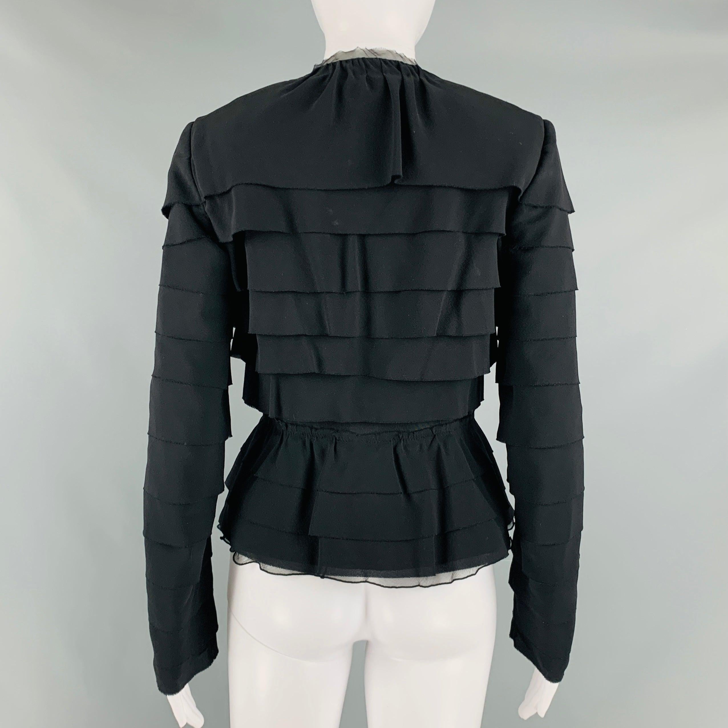 Women's NINA RICCI Size 6 Black Silk Layered  Blazer For Sale