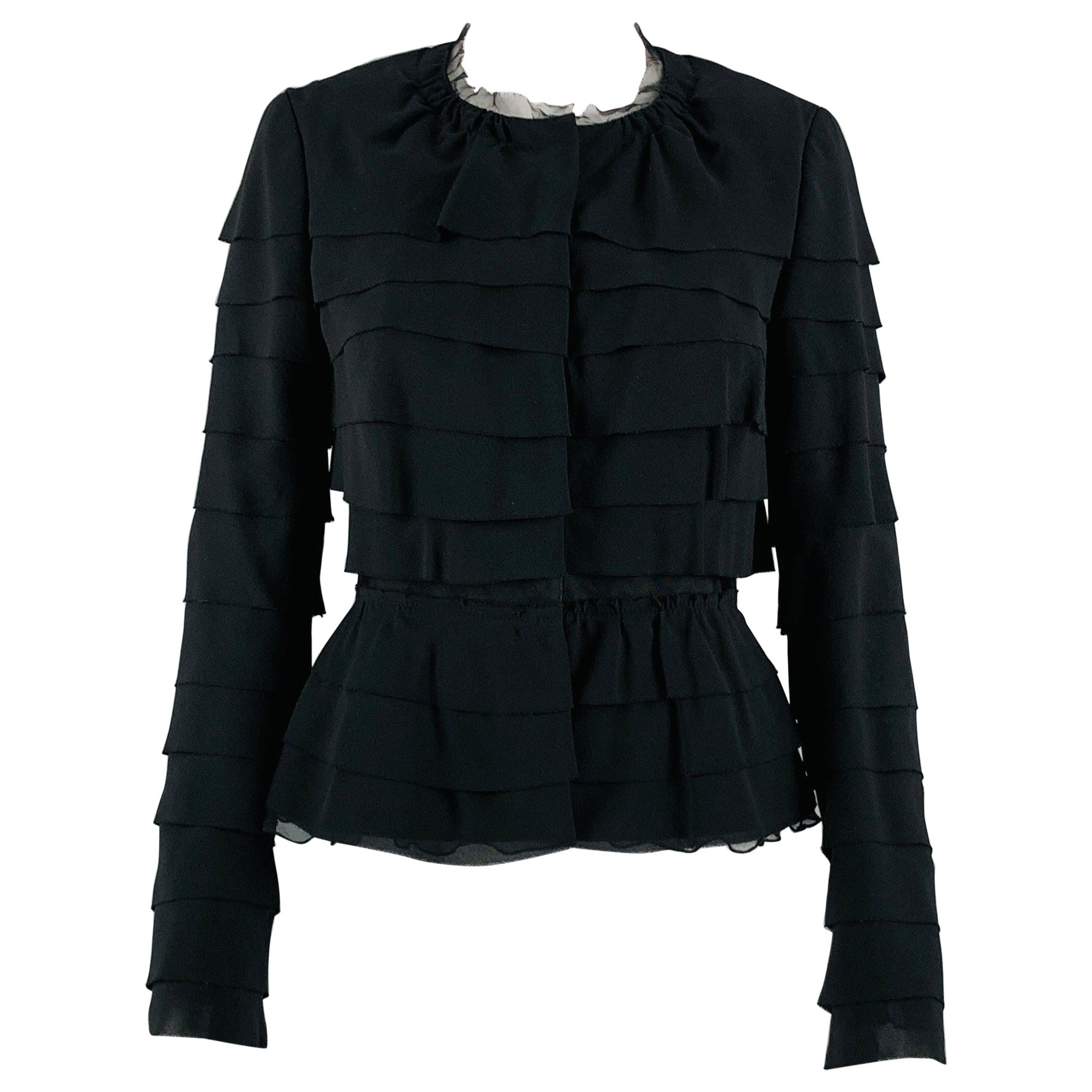 NINA RICCI Talla 6 Capa de seda negra  Blazer