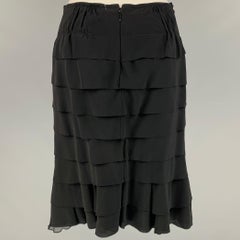 NINA RICCI Size 6 Black Silk Pencil Skirt
