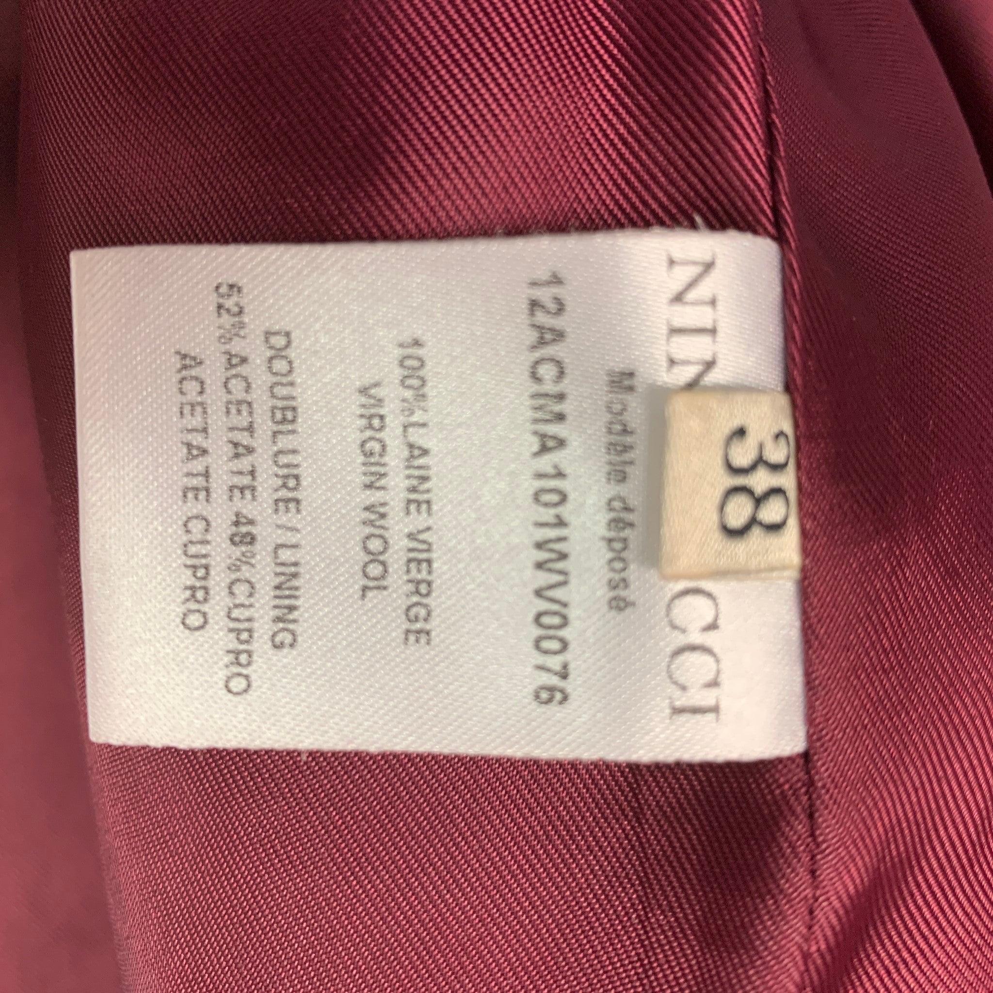 NINA RICCI Größe 6 Rosa Wolle Solid Zip Up Mantel im Angebot 1