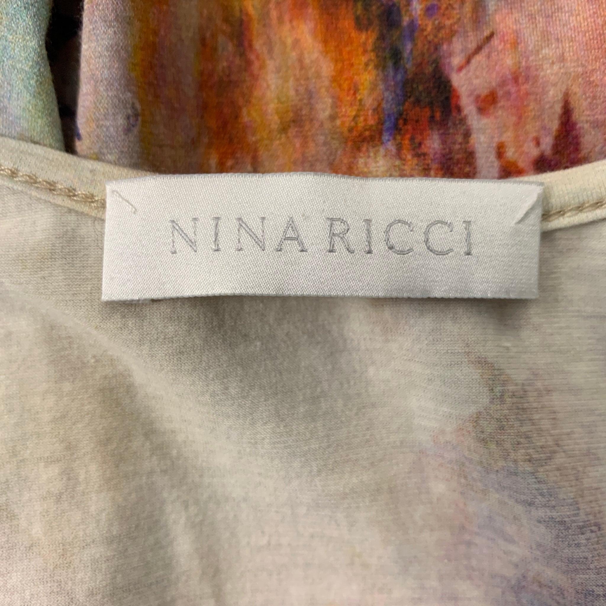 Women's NINA RICCI Size 8 Pink Multicolour Cotton &  Elastane Tie Dye Blouse For Sale