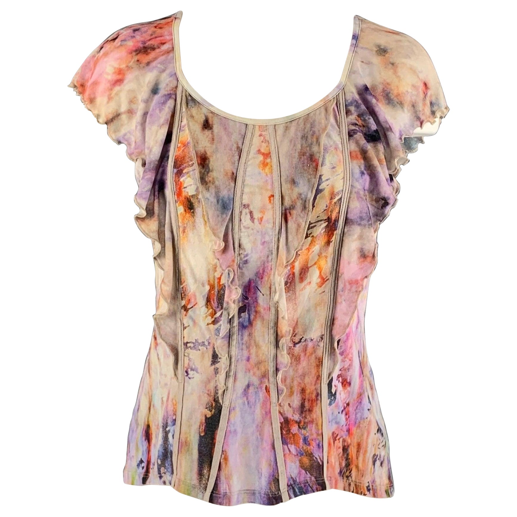 NINA RICCI Talla 8 Rosa Multicolor Algodón y  Blusa Elastano Tie Dye en venta
