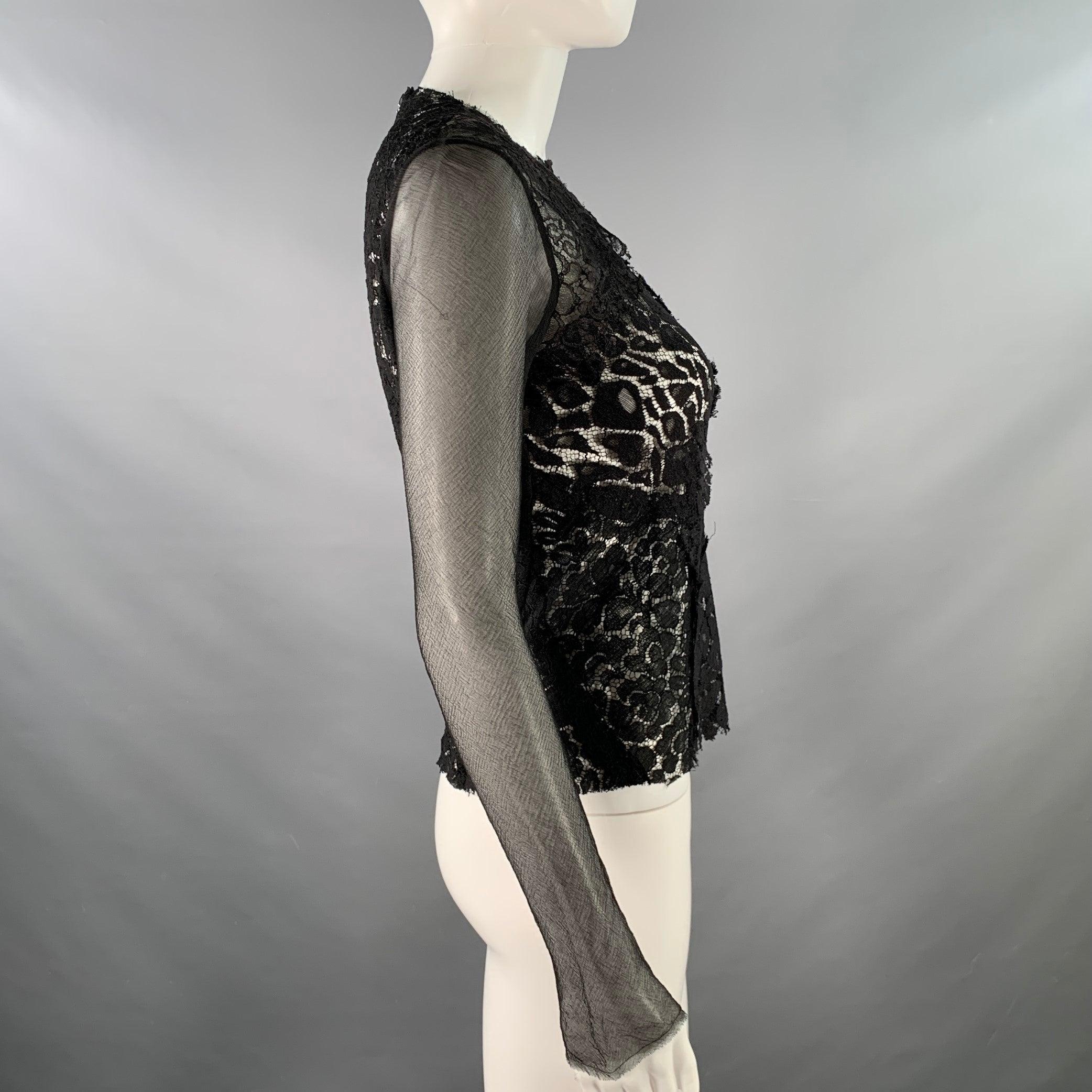 Noir NINA Ricci Taille S Robe noire en dentelle avec fermeture éclair dans le dos Top en vente