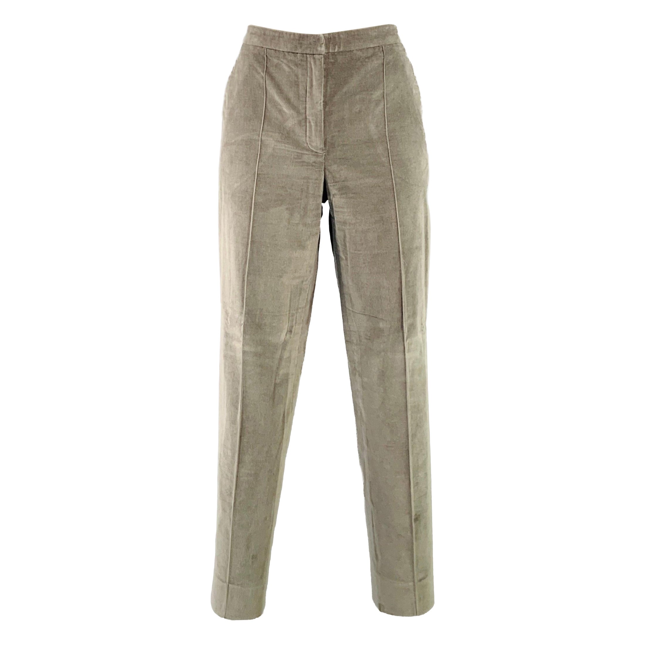 NINA RICCI Size S Grey Cotton Blend Corduroy Slim Fit Casual Pants For Sale