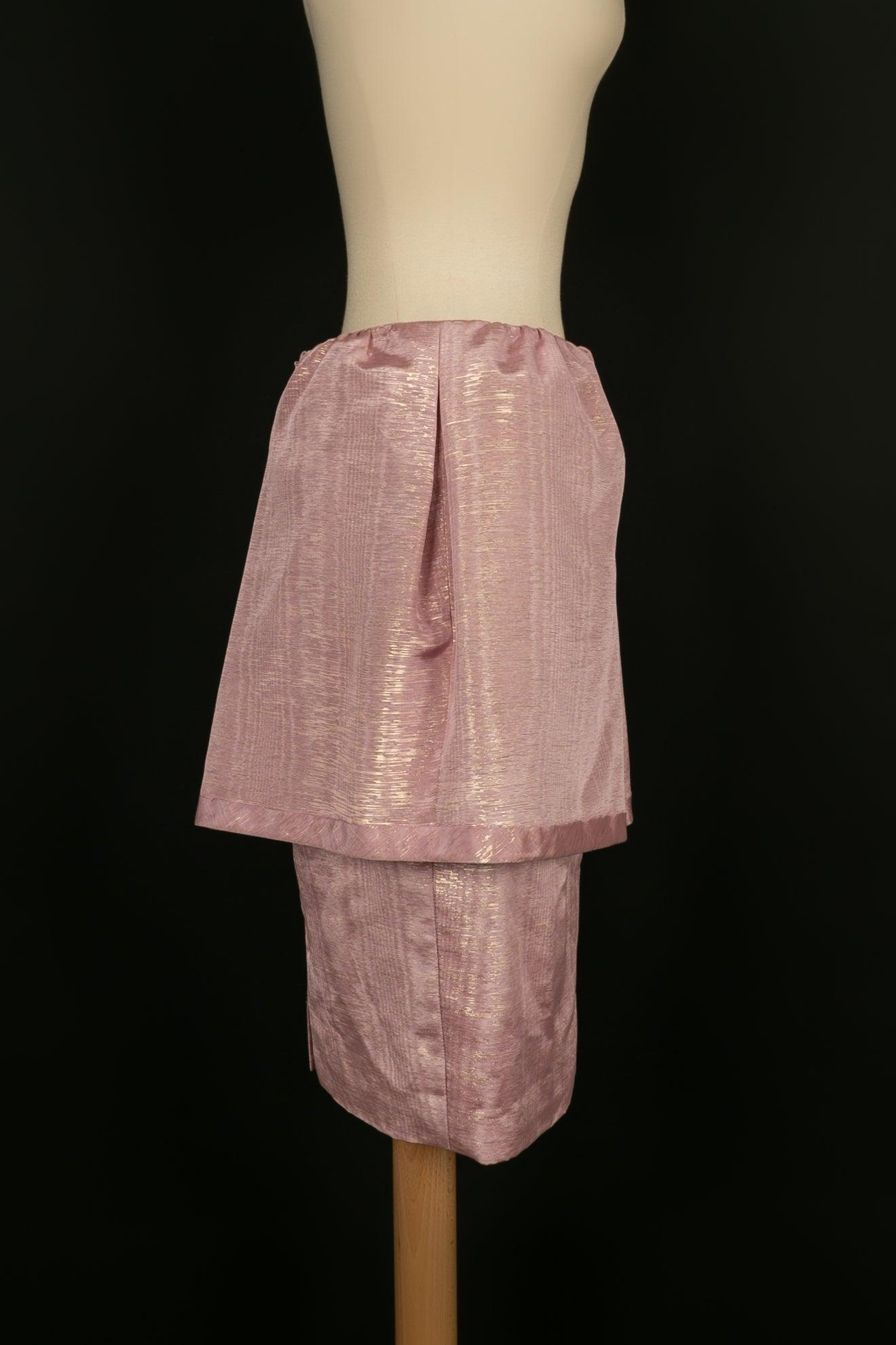 Women's Nina Ricci Skirt in Pink Cotton Enhanced with Gold For Sale
