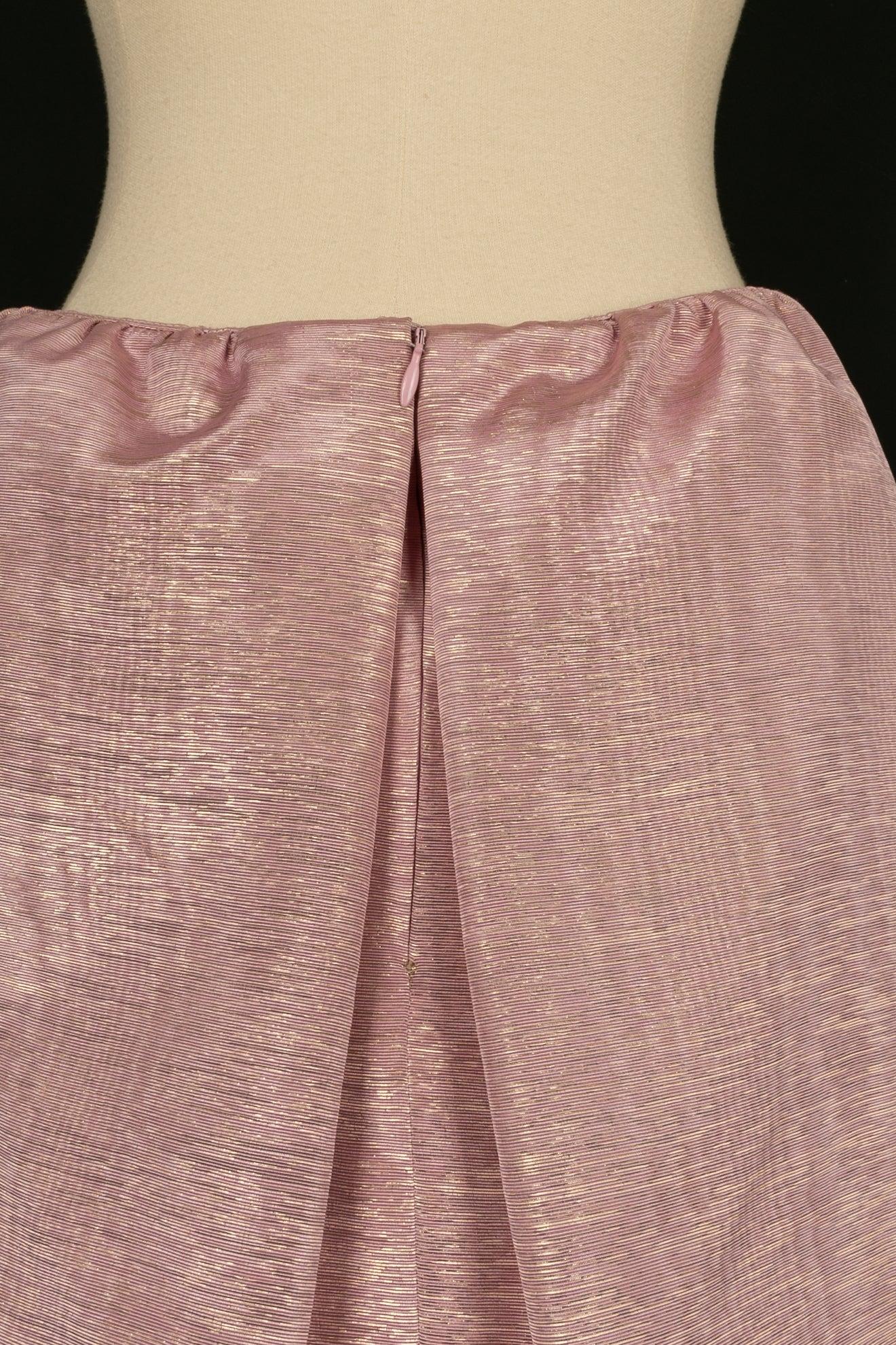 Nina Ricci Skirt in Pink Cotton Enhanced with Gold For Sale 1