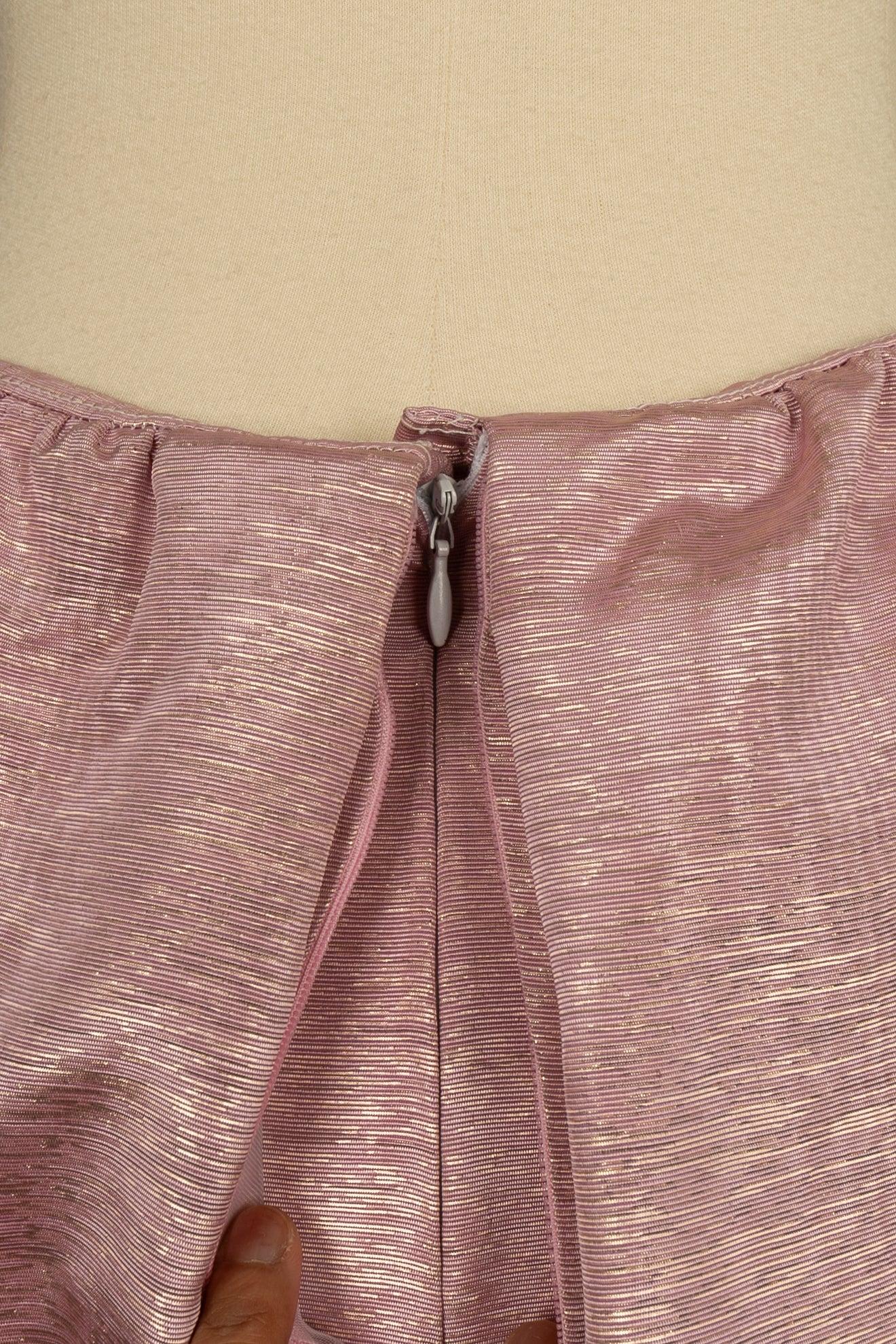 Nina Ricci Skirt in Pink Cotton Enhanced with Gold For Sale 2