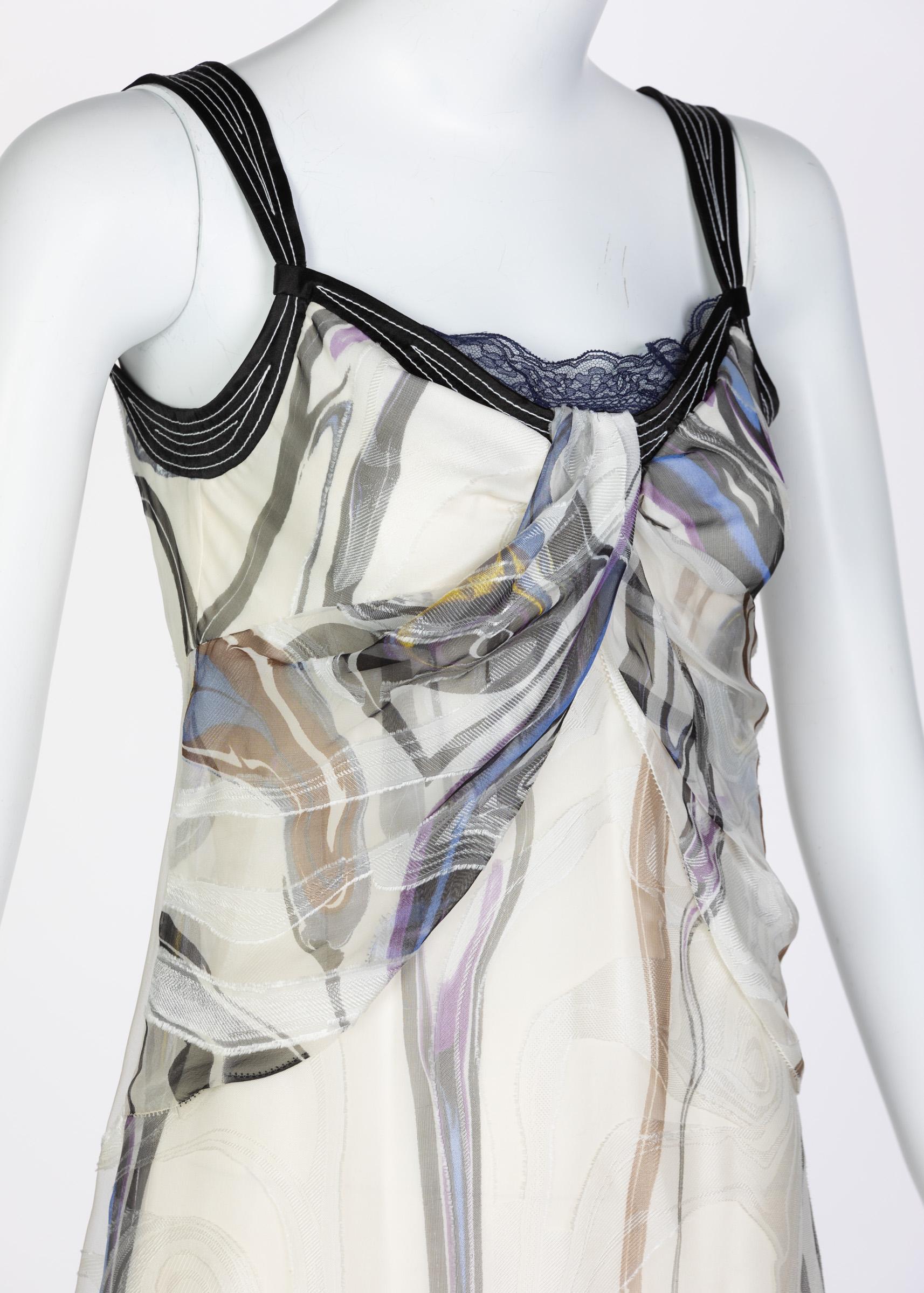 Nina Ricci Sleeveless Swirl Print Silk Maxi Dress  For Sale 3