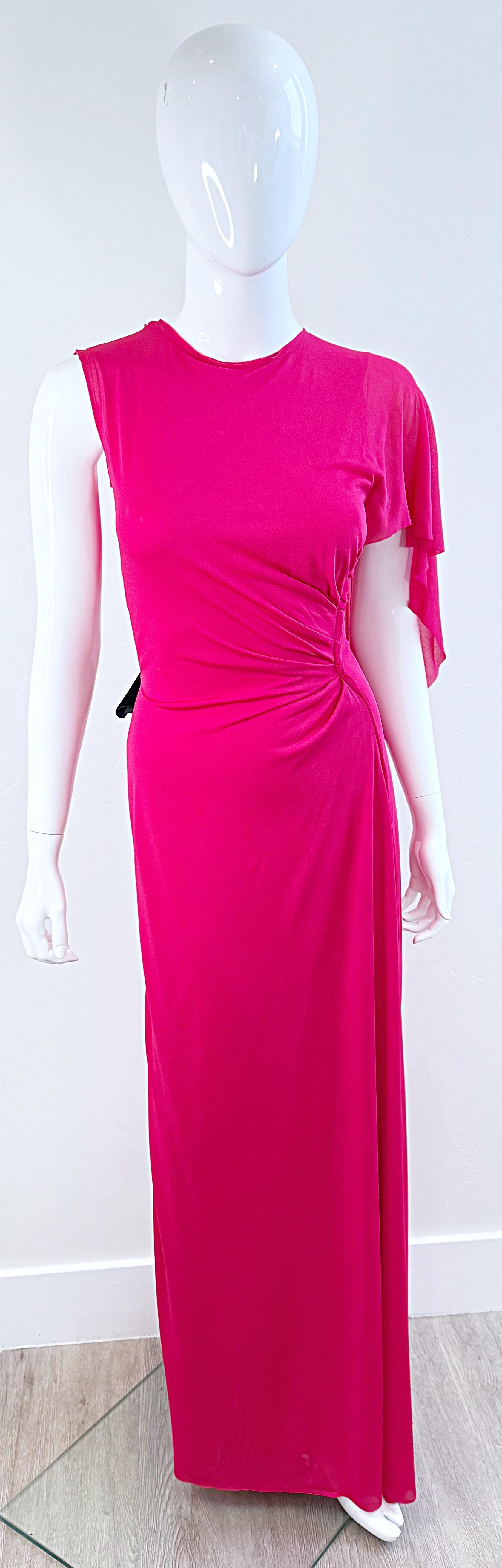 Nina Ricci, abito primavera 2013 in rosa caldo con fiocco in velluto e pizzo sul retro, taglia 34 2 / 4 in vendita 9