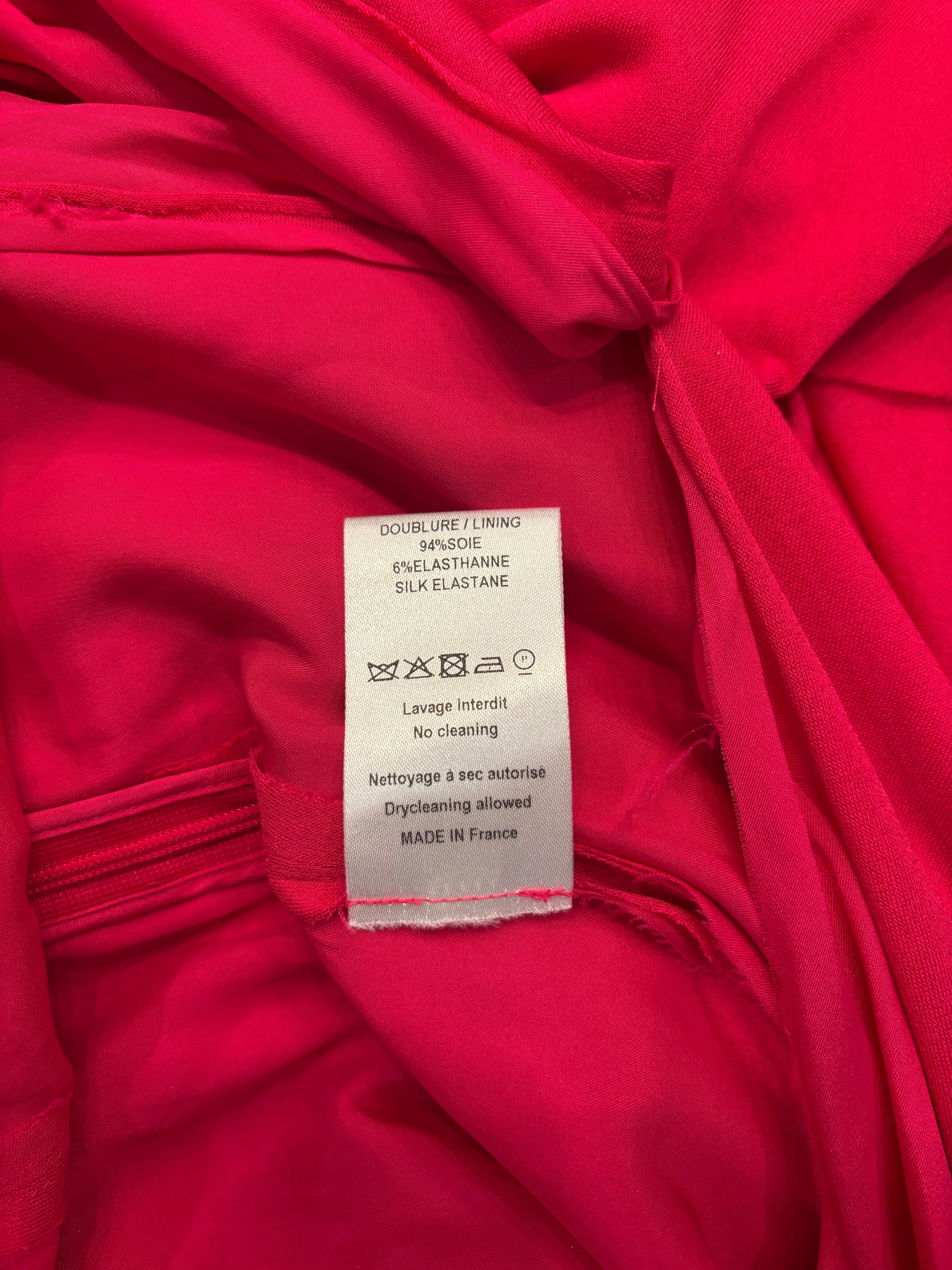 Nina Ricci, abito primavera 2013 in rosa caldo con fiocco in velluto e pizzo sul retro, taglia 34 2 / 4 in vendita 14