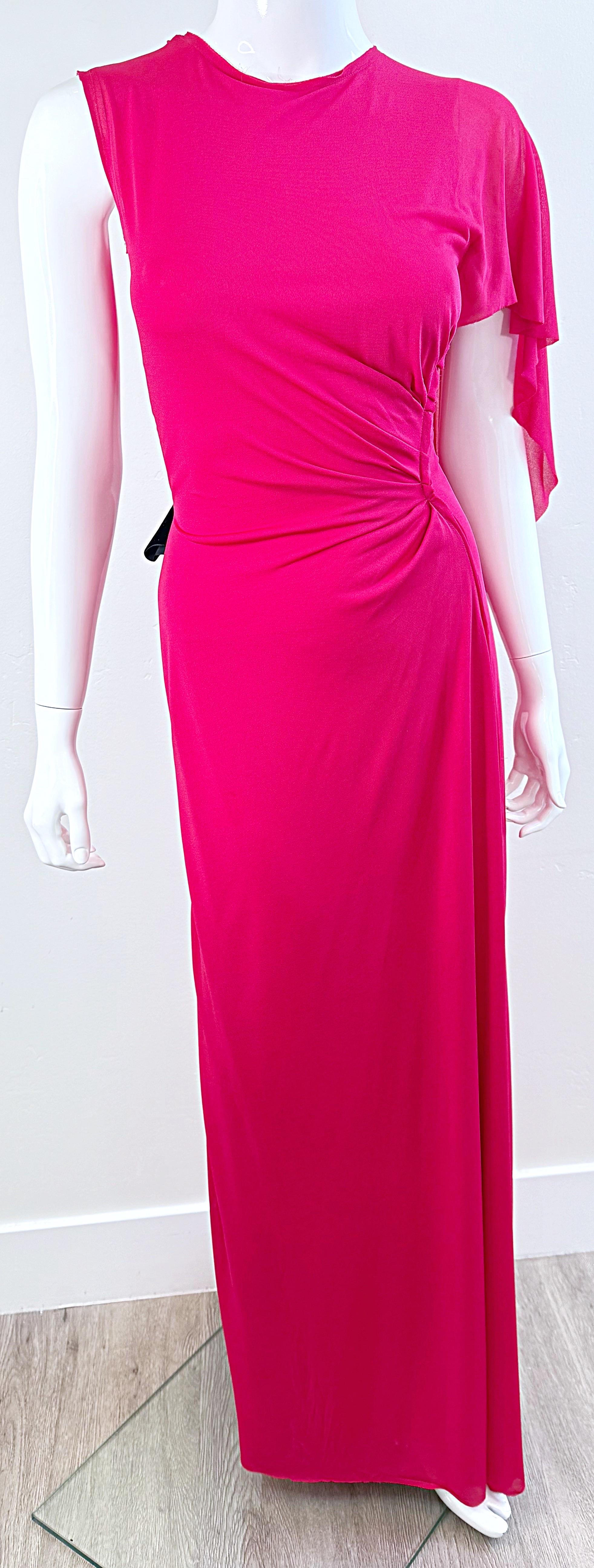 Nina Ricci, abito primavera 2013 in rosa caldo con fiocco in velluto e pizzo sul retro, taglia 34 2 / 4 In condizioni ottime in vendita a San Diego, CA