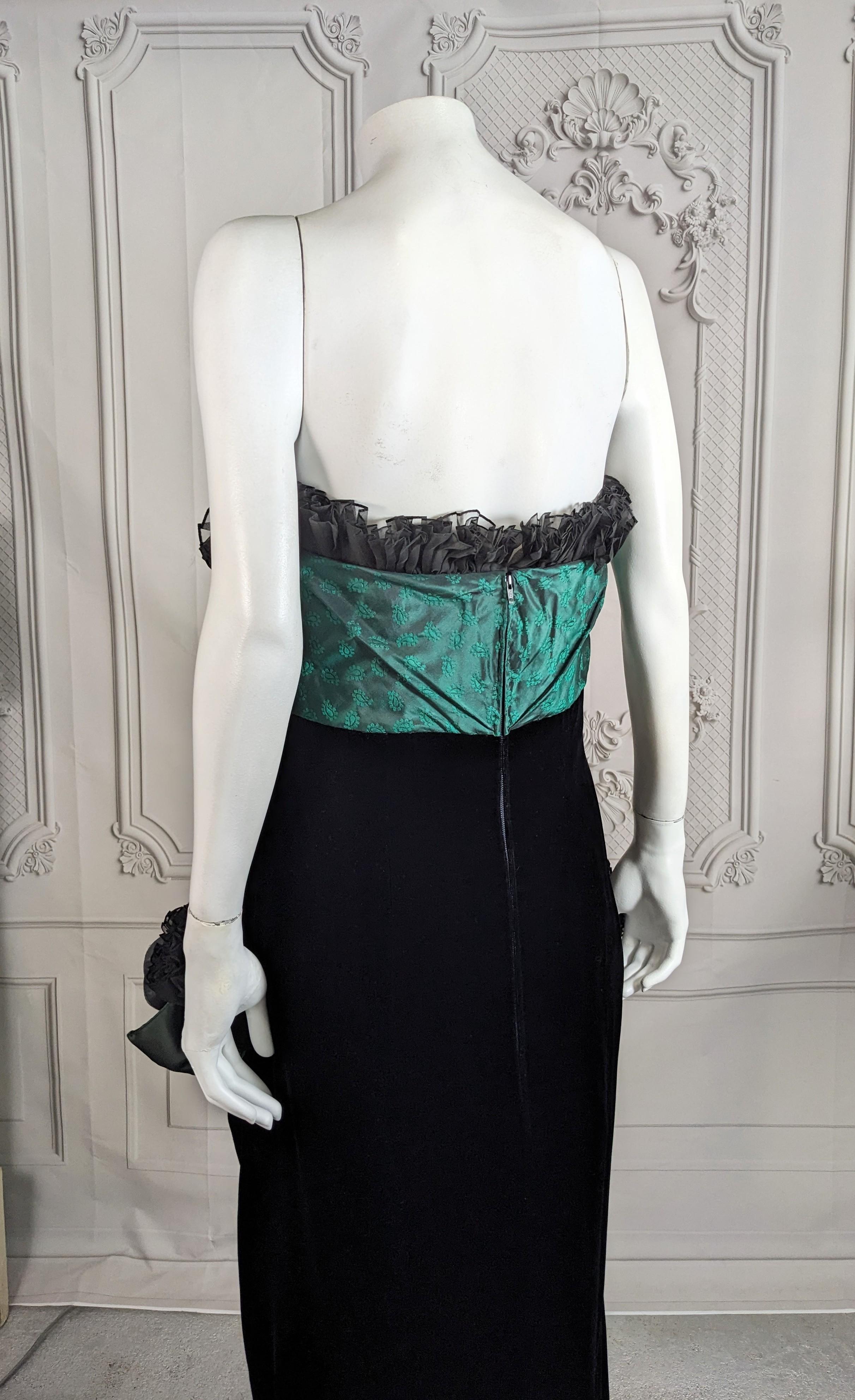Nina Ricci Strapless Velvet, Organza, Brocade Column Gown For Sale 5