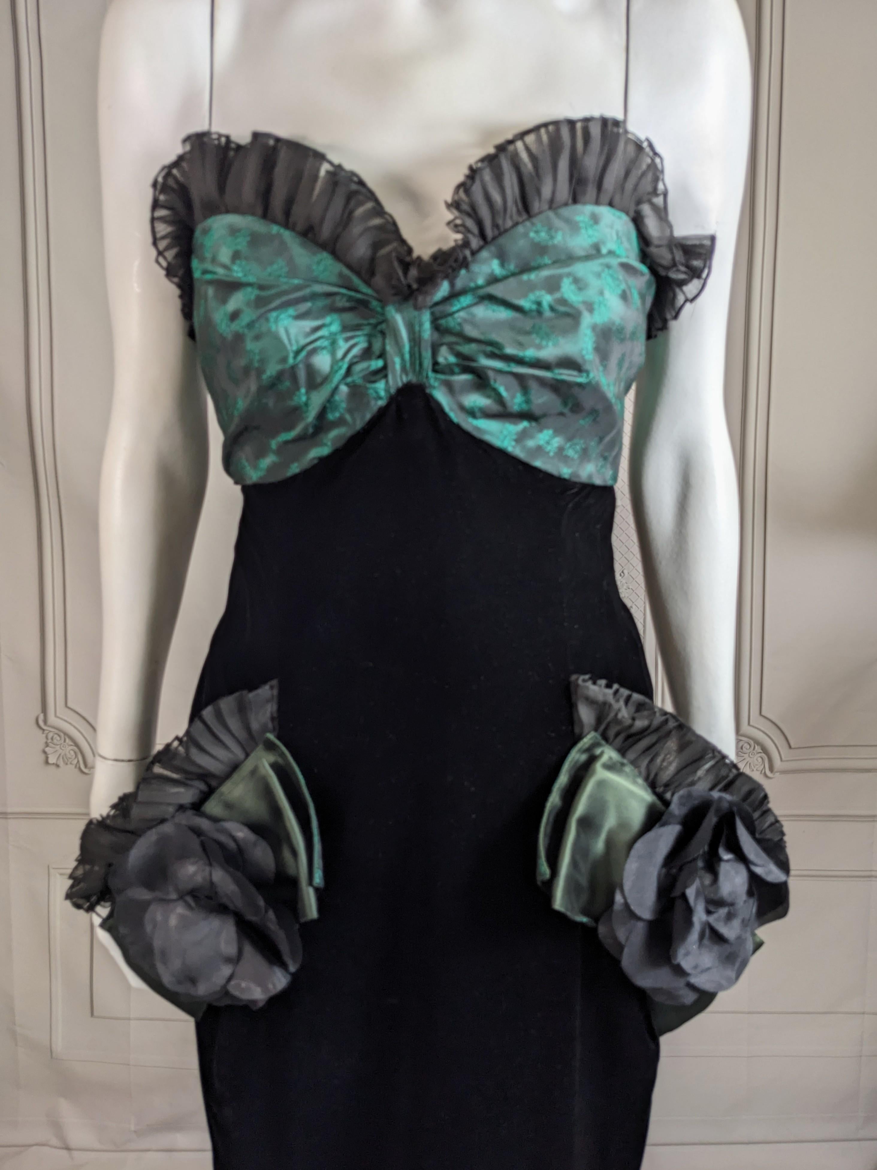Nina Ricci Strapless Velvet, Organza, Brocade Column Gown In Excellent Condition For Sale In New York, NY