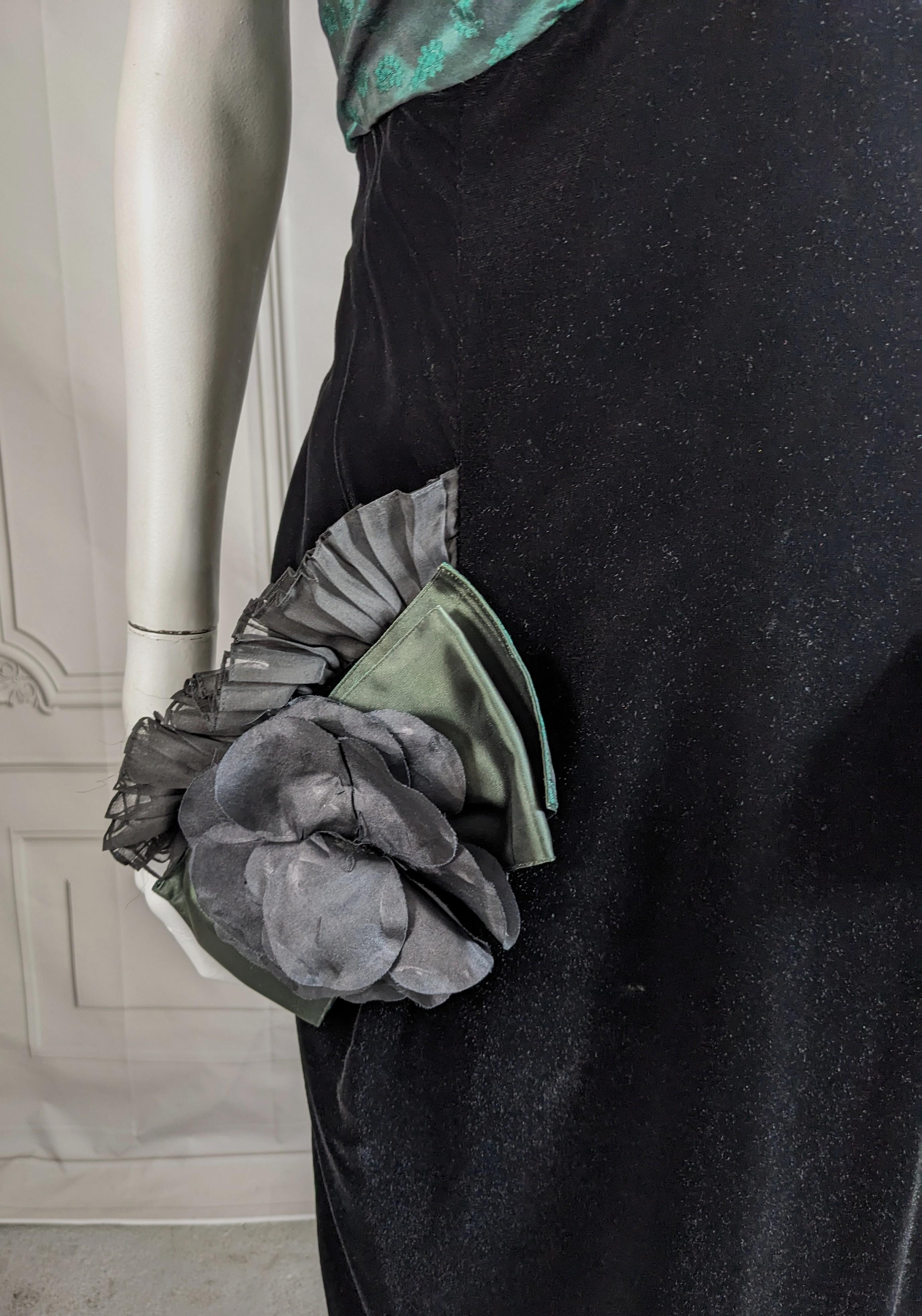 Women's Nina Ricci Strapless Velvet, Organza, Brocade Column Gown For Sale
