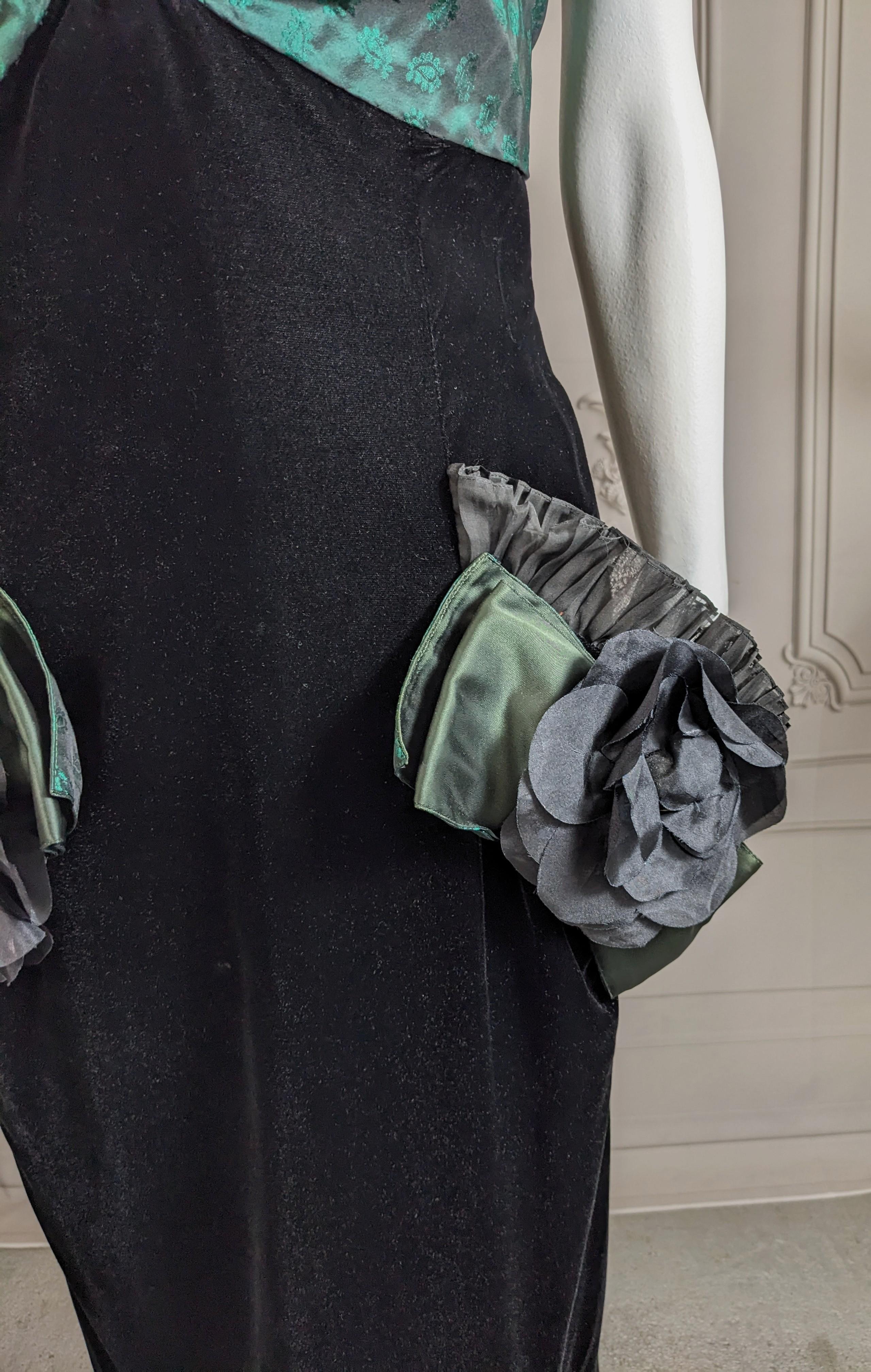 Nina Ricci Strapless Velvet, Organza, Brocade Column Gown For Sale 1