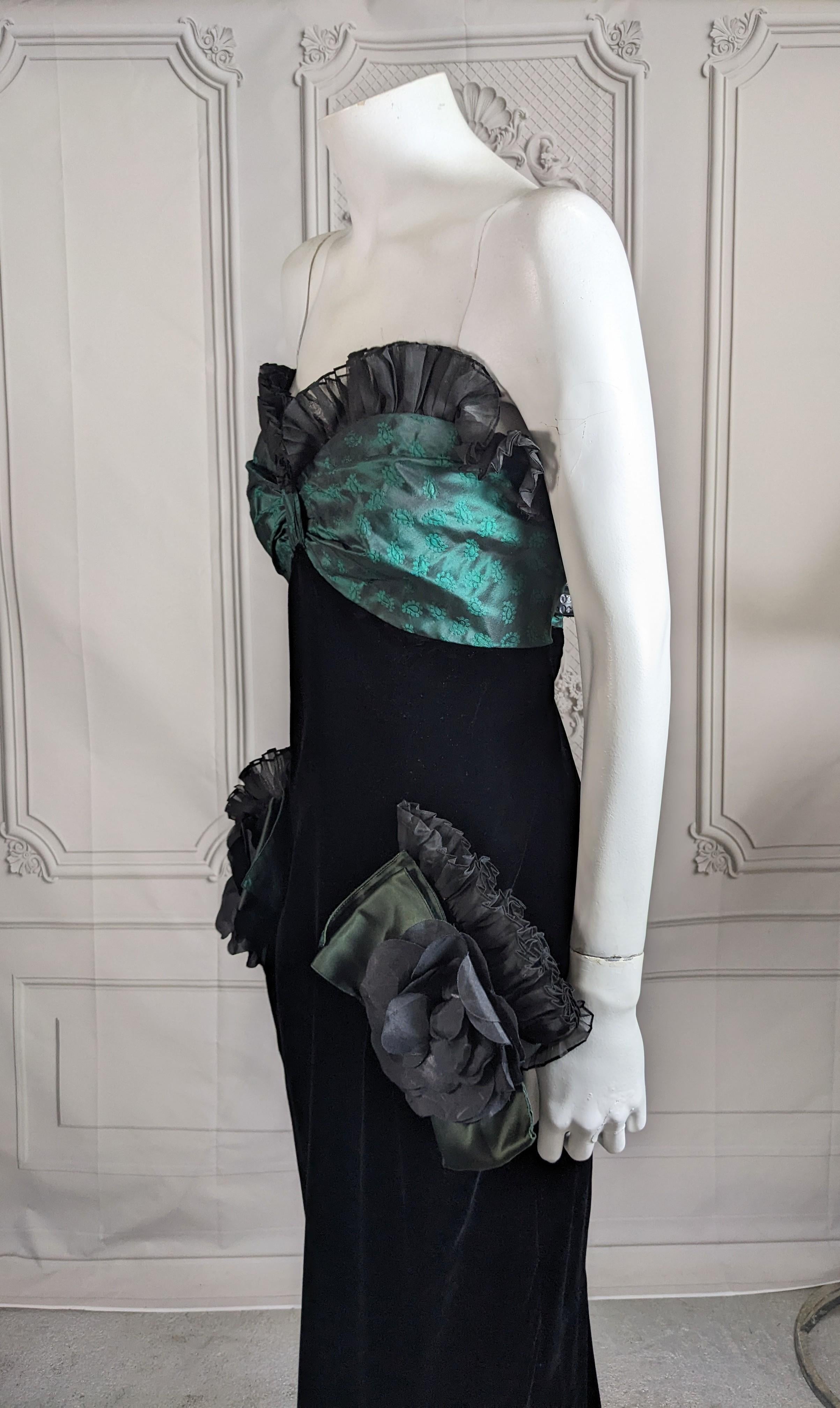 Nina Ricci Strapless Velvet, Organza, Brocade Column Gown For Sale 3