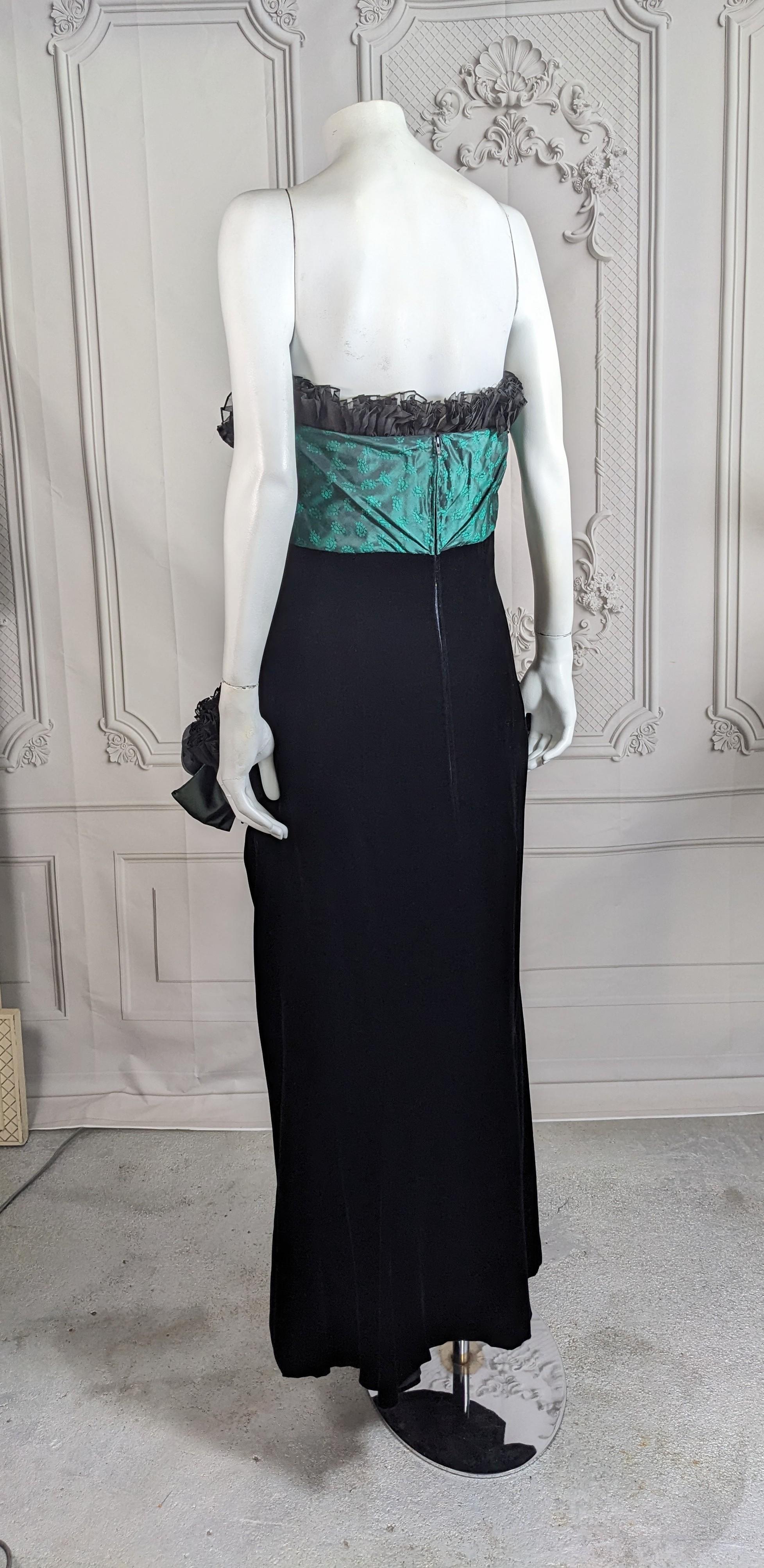 Nina Ricci Strapless Velvet, Organza, Brocade Column Gown For Sale 4