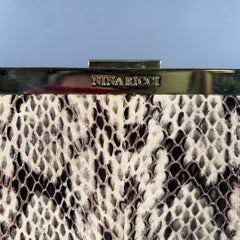 NINA RICCI Tan Schwarz Schlangenhaut Clutch Handtasche