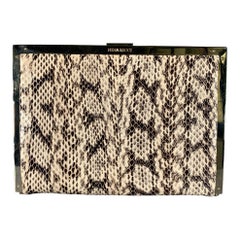 NINA RICCI Tan Schwarz Schlangenhaut Clutch Handtasche