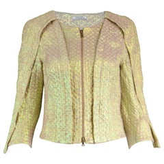 Nina Ricci Textured Iridescent Gold Lamé Futuristic Women's Blazer Jacket