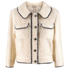 Nina Ricci Tweed Cream Stitch Detail Jacket FR 36