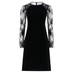 Nina Ricci Velvet Dress With Floral Lace Sleeves & Back
