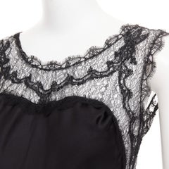 NINA RICCI Vintage black intricate lace trim 100% silk camisole dress FR36 XS