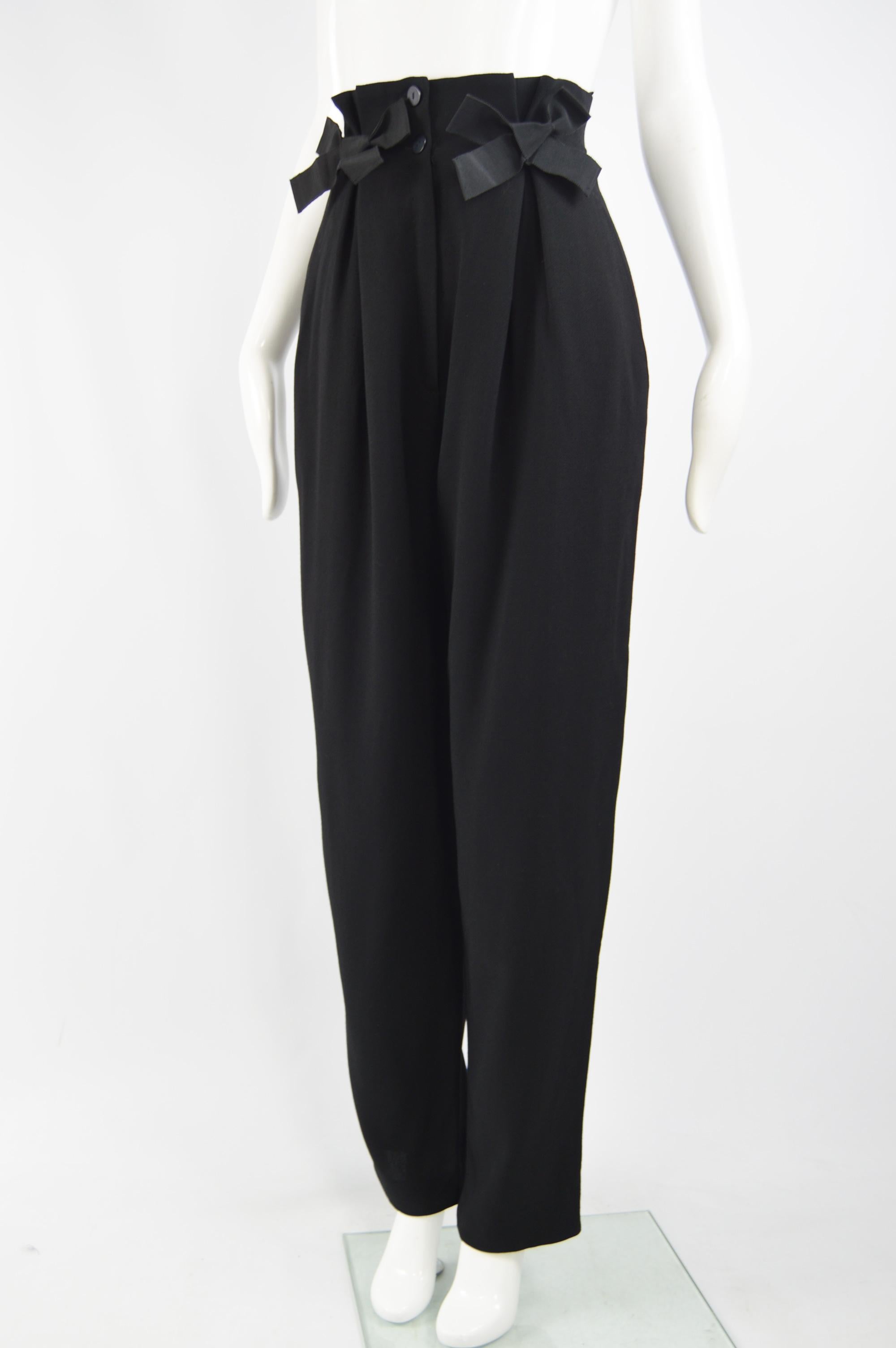 Women's Nina Ricci Vintage High Waisted Black Crepe Pants