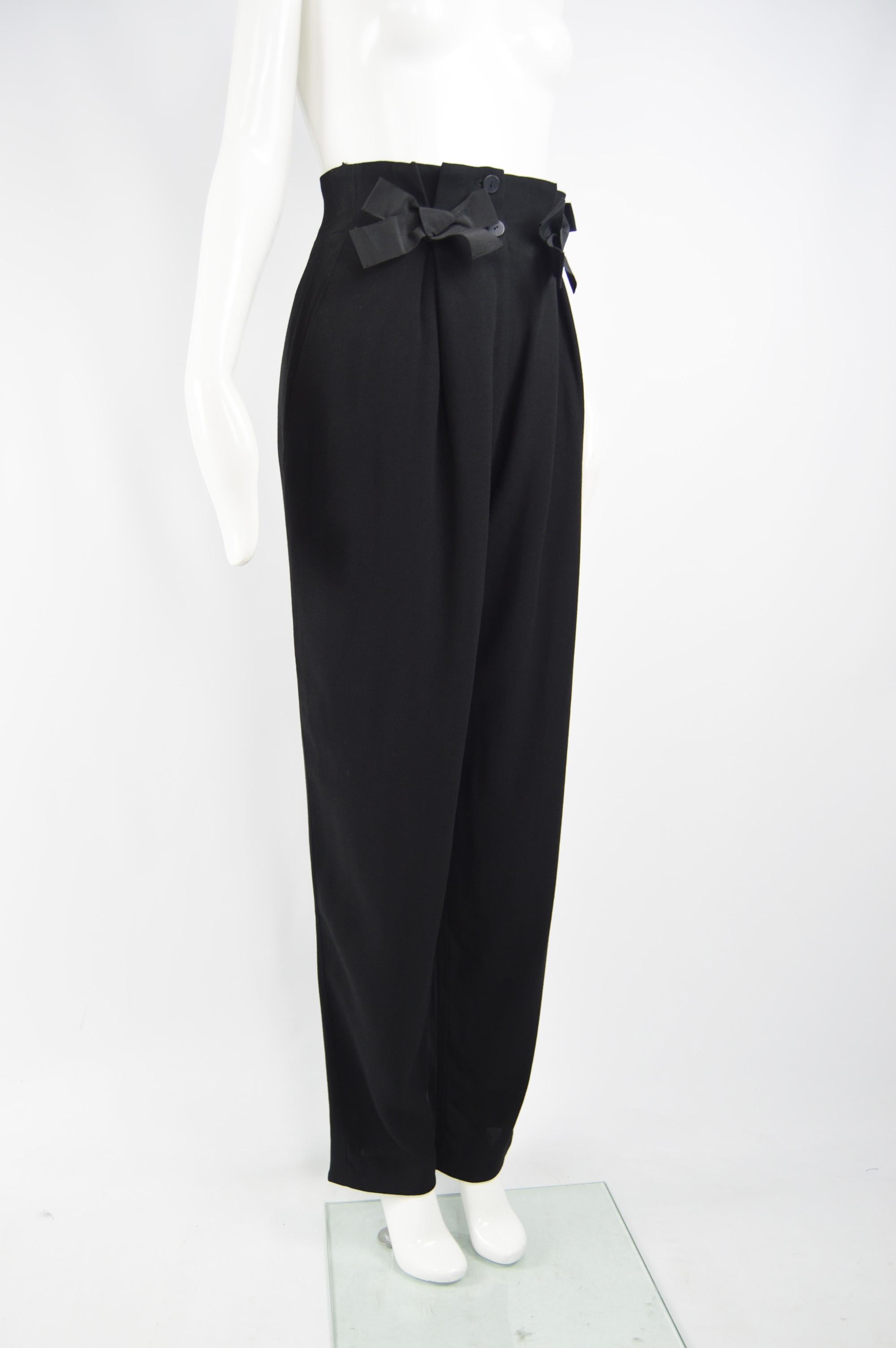 Nina Ricci Vintage High Waisted Black Crepe Pants 1
