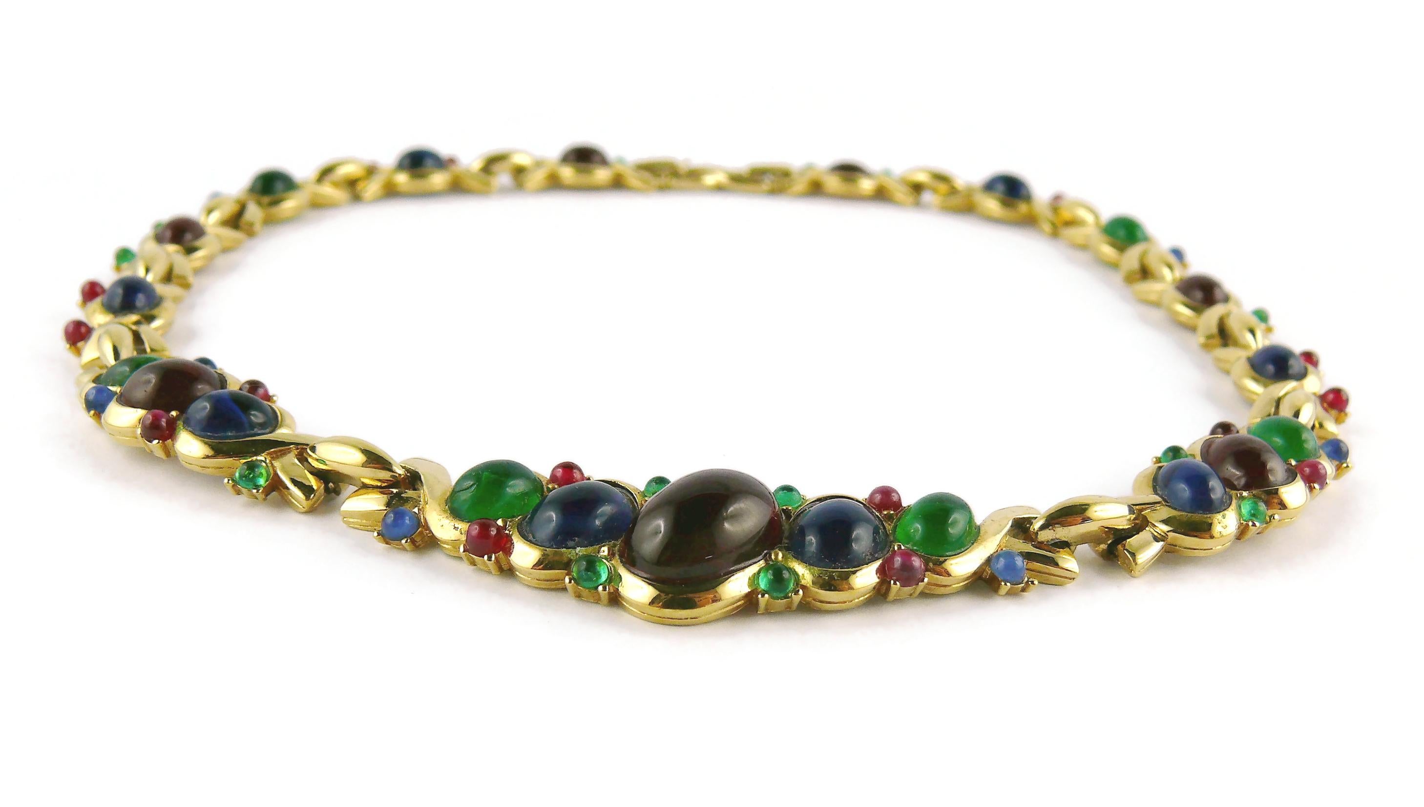Nina Ricci Vintage Mehrfarbige Cabochon-Halskette aus Glas mit Cabochon im Angebot 7