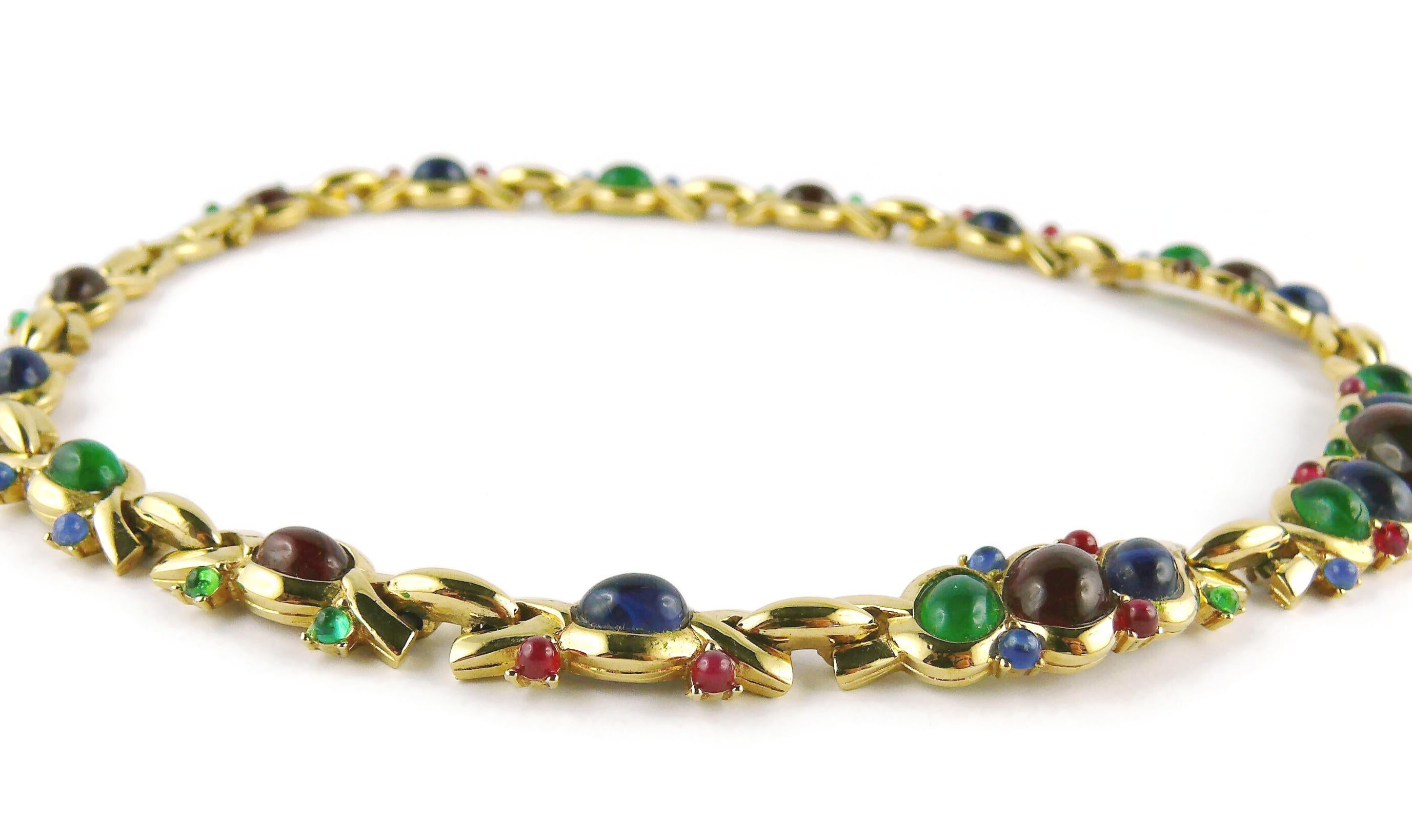 Halskette aus mehrfarbigem Glas mit Cabochon von Nina Ricci im Vintage-Stil im Angebot 8